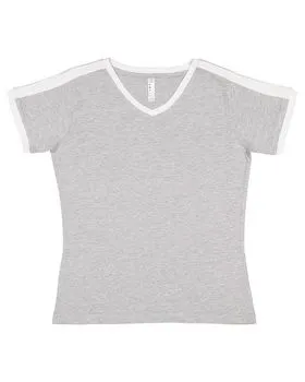 Lat 3507 Women's V-Neck Fine Jersey Tee - Papaya