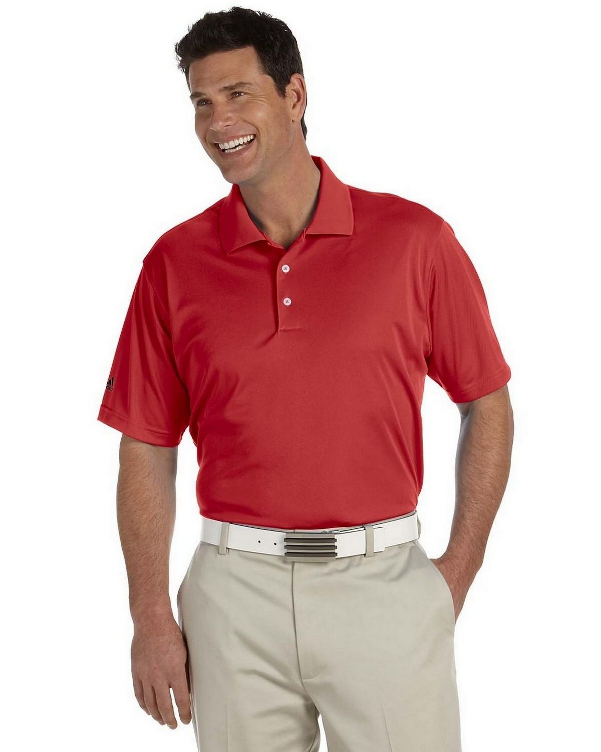 Logo Embroidered Adidas Golf A130 Men's ClimaLite Pique Short-Sleeve Polo