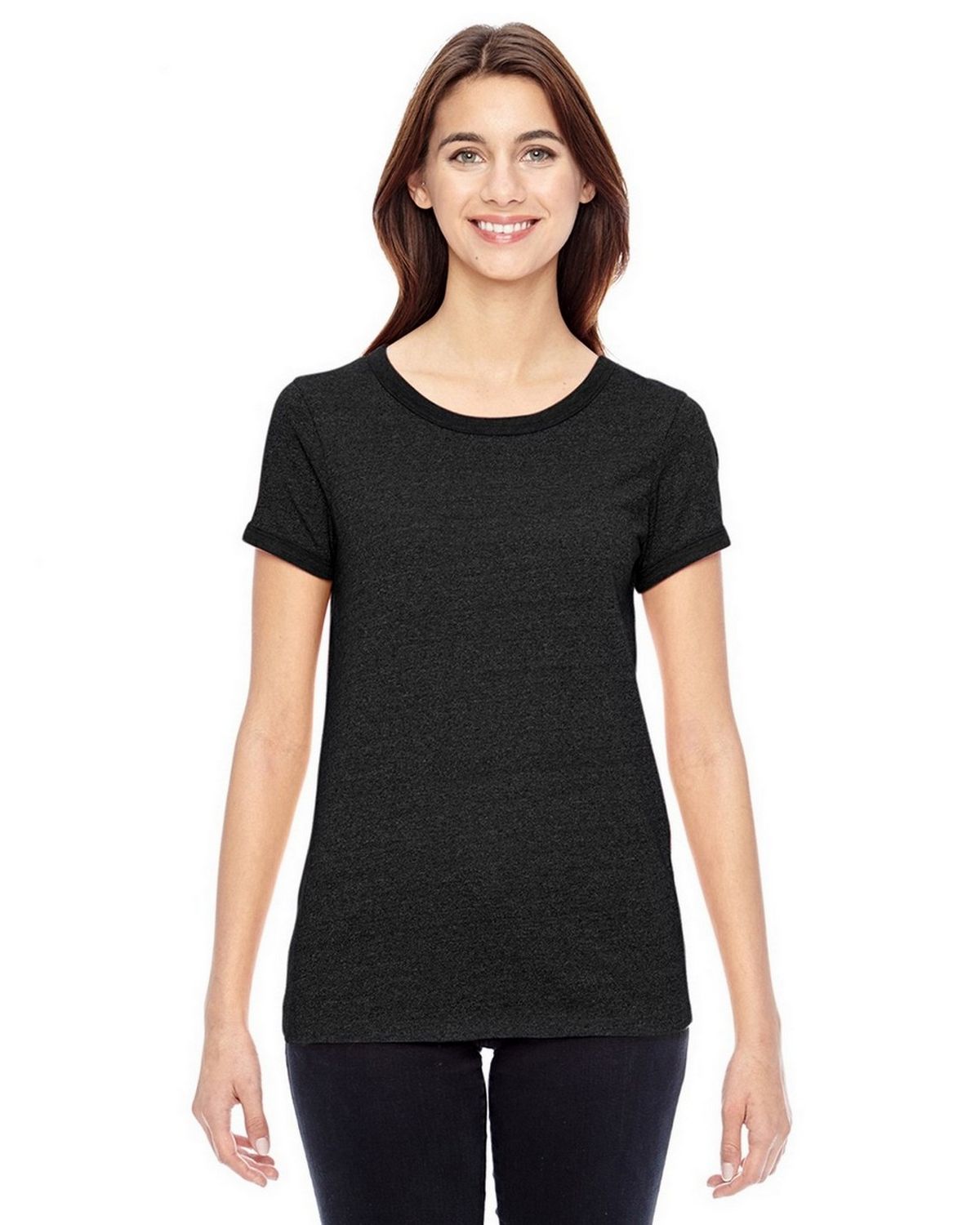 Alternative 01913E Women's Eco-Mock Twist Ideal Ringer T-Shirt
