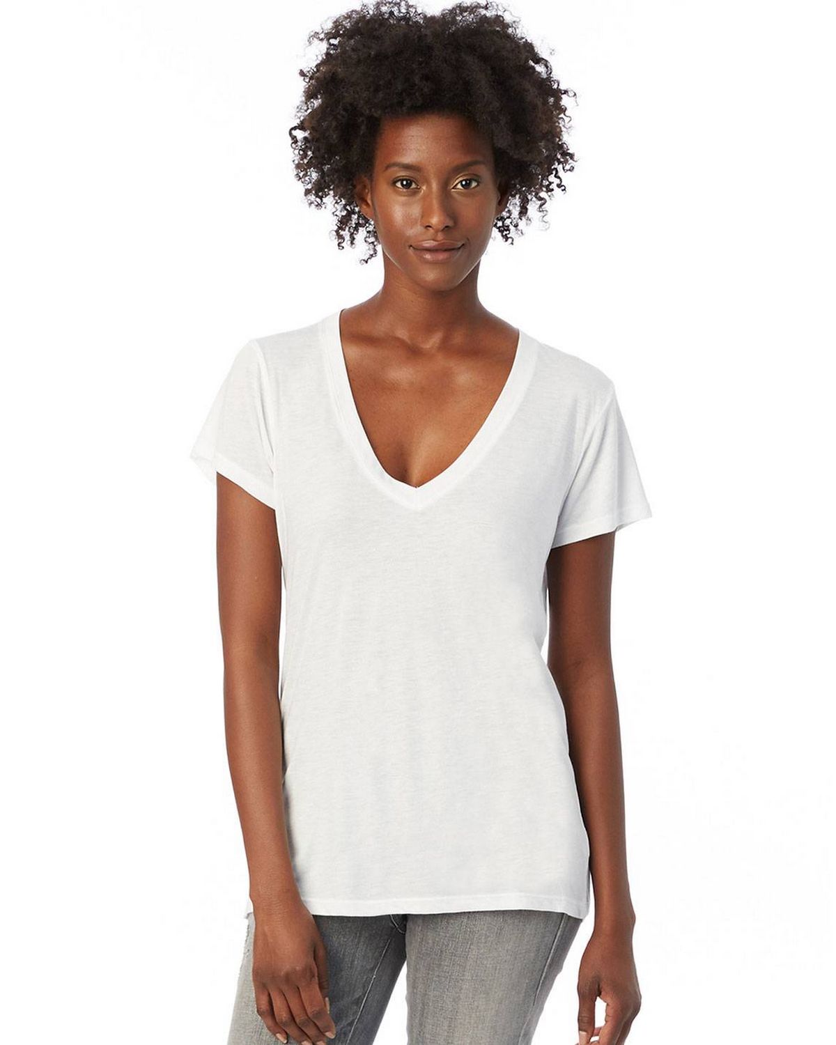 Alternative 2894B2 Women's Melange Burnout Slinky V-Neck T-Shirt
