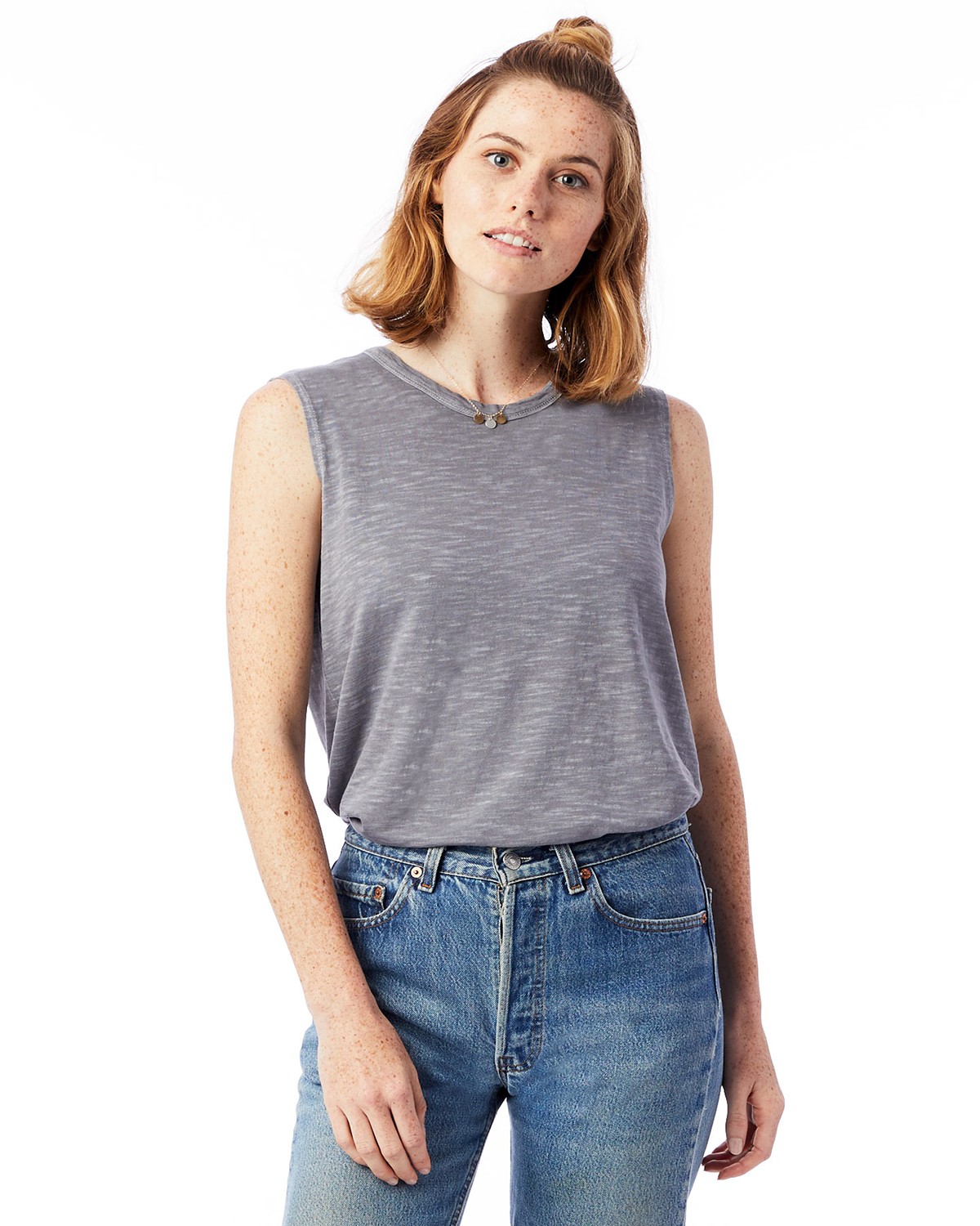 Alternative 2898J1 Women's Inside Out Garment Dye Slub Sleeveless T-Shirt