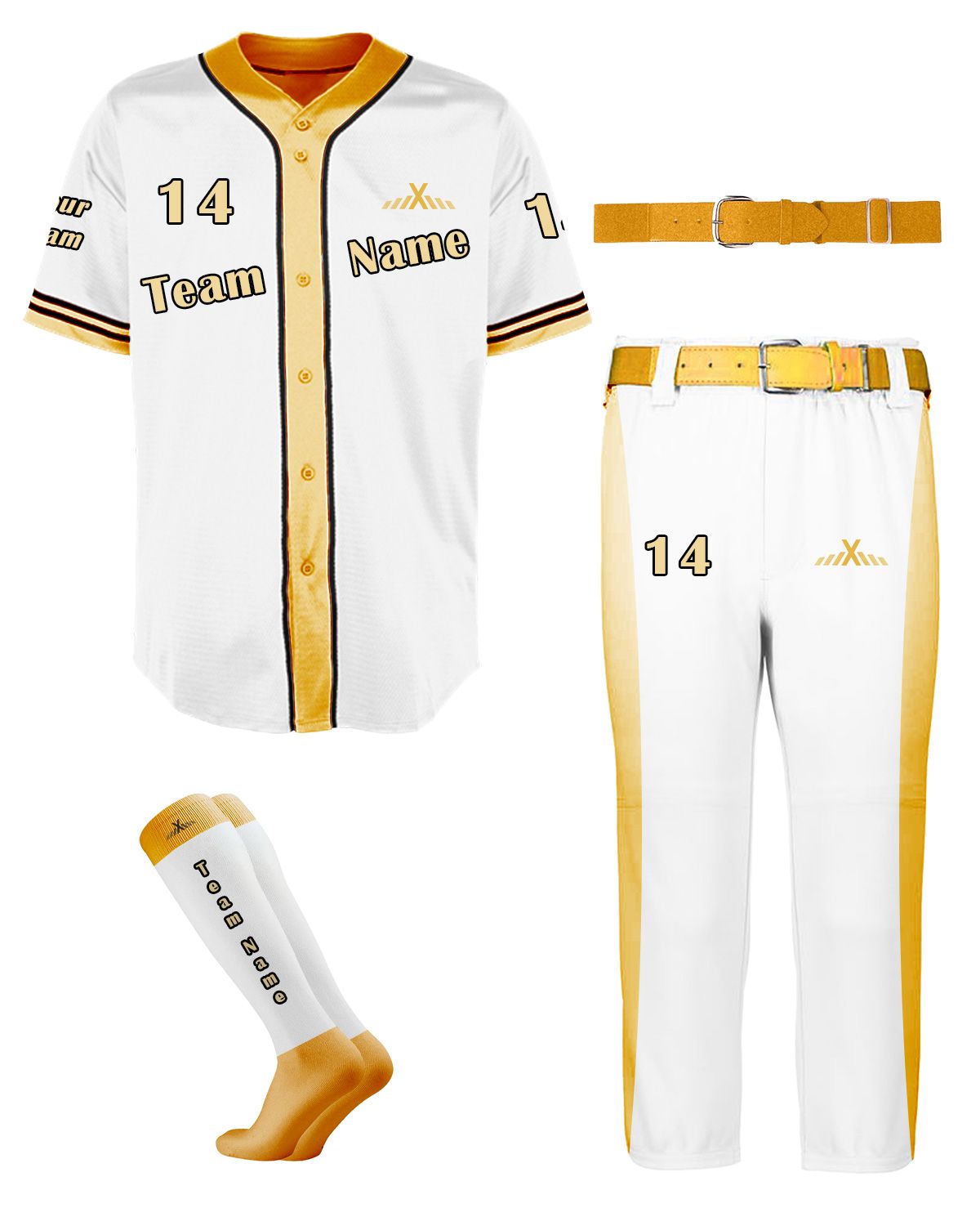 Full Custom Baseball Uniform - (Jersey + Pant + Socks + Belt) - for Men