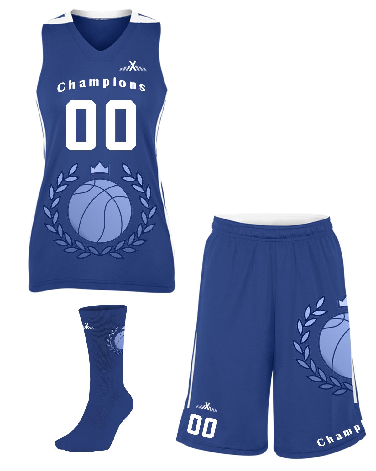 Blue Geometric Sublimation Basketball Jerseys and Shorts | YoungSpeeds Womens