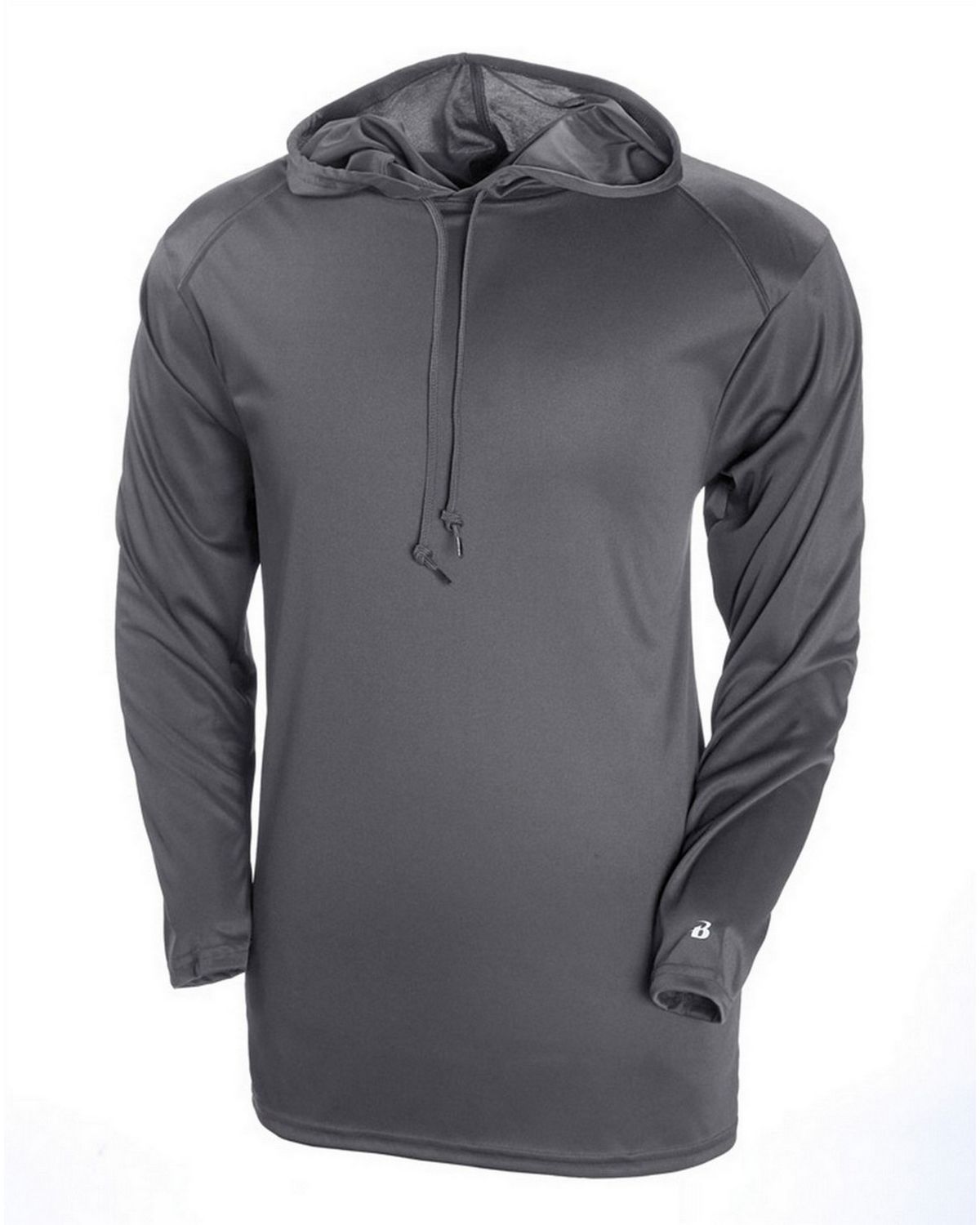 Badger 4105 Adult B-Core Long-Sleeve Performance Hood Tee ...