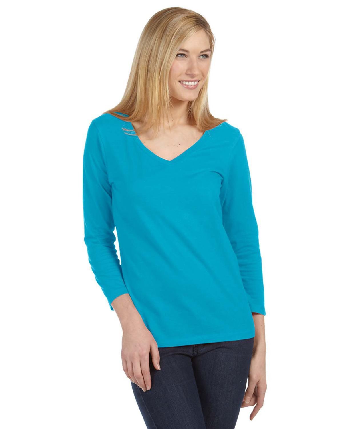 Bella + Canvas 6425 Ladies Missy 3/4-Sleeve V-Neck Jersey T-Shirt