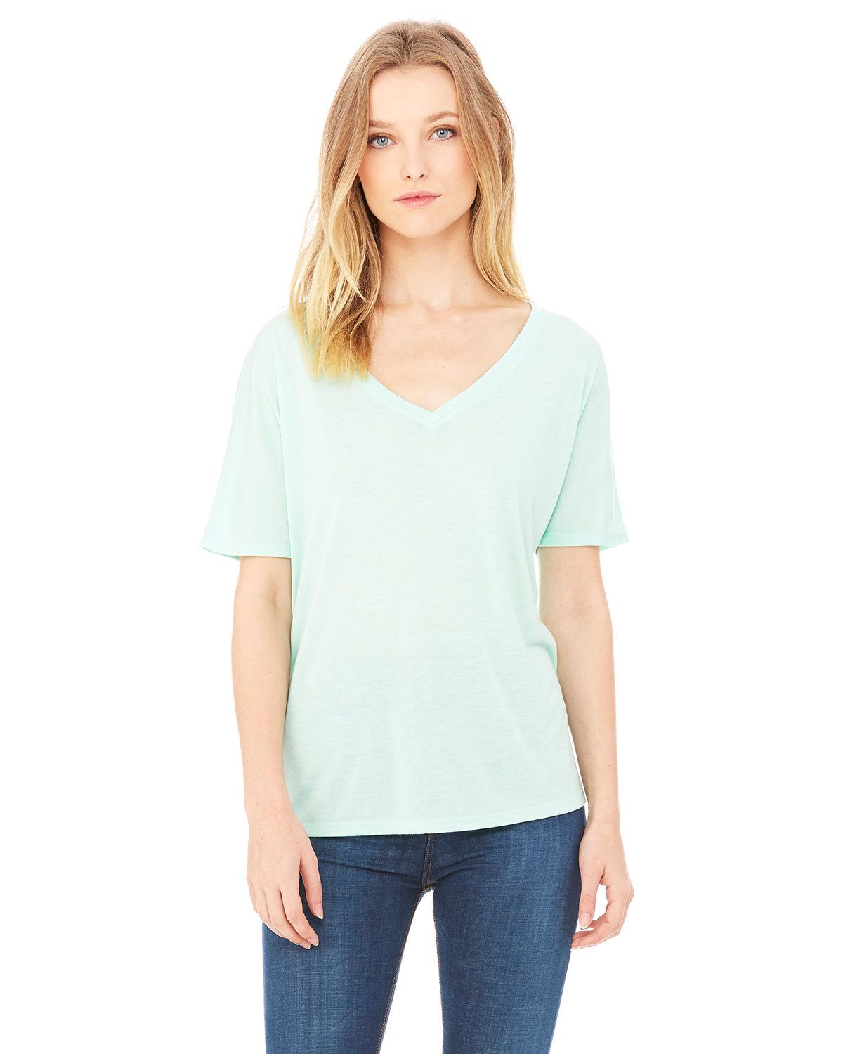Buy Bella + Canvas 8815 Ladies Flowy Simple V-Neck T-Shirt