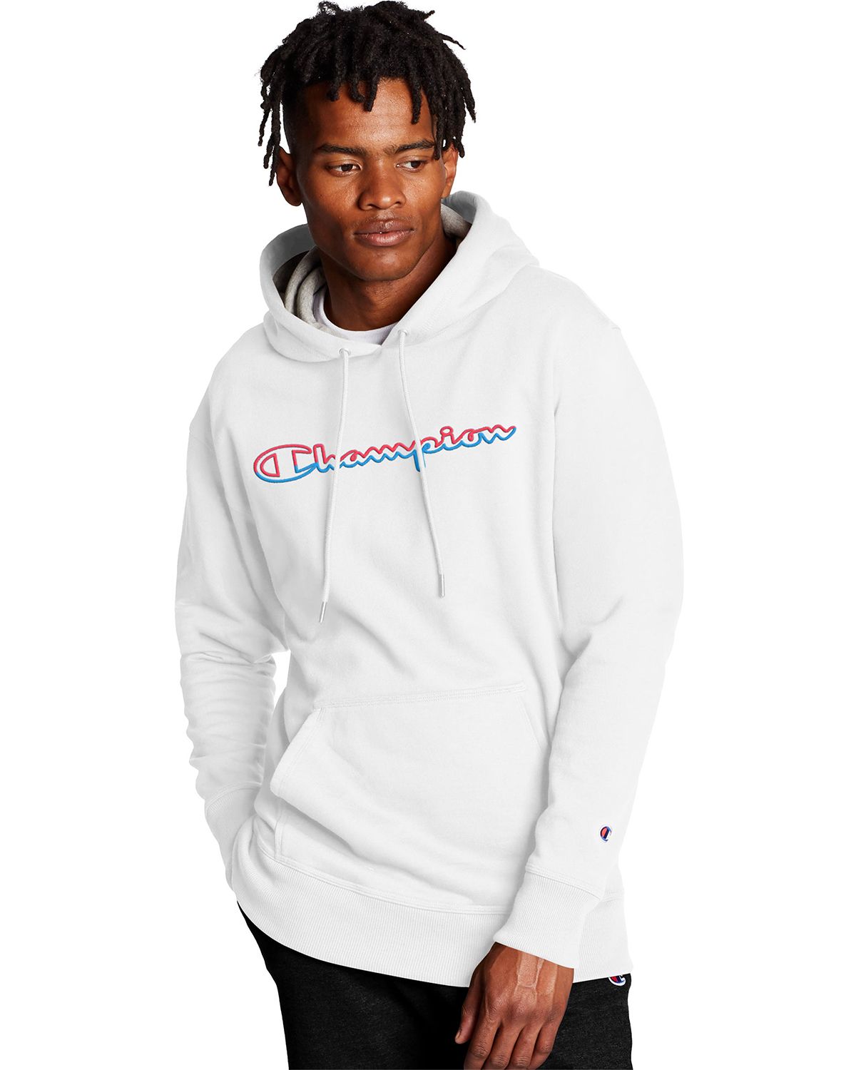 champion men's powerblend screen print pullover hoodie