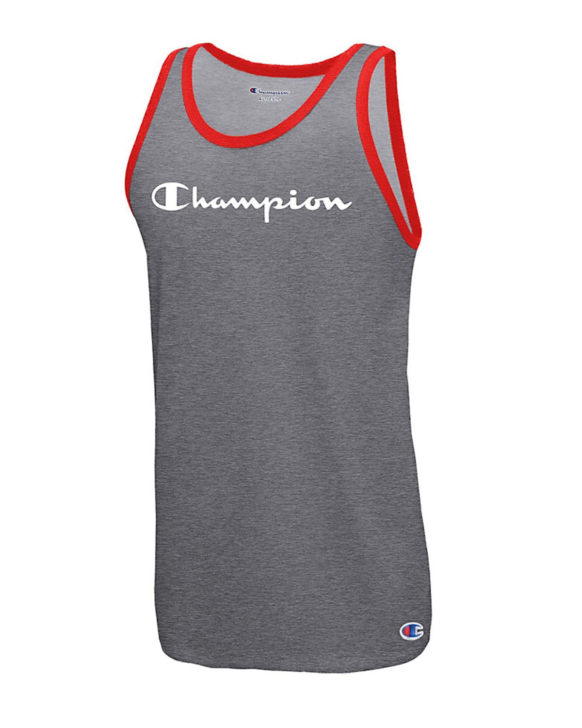 Champion Men's Classic Jersey Tee, Script Logo, Granite Heather