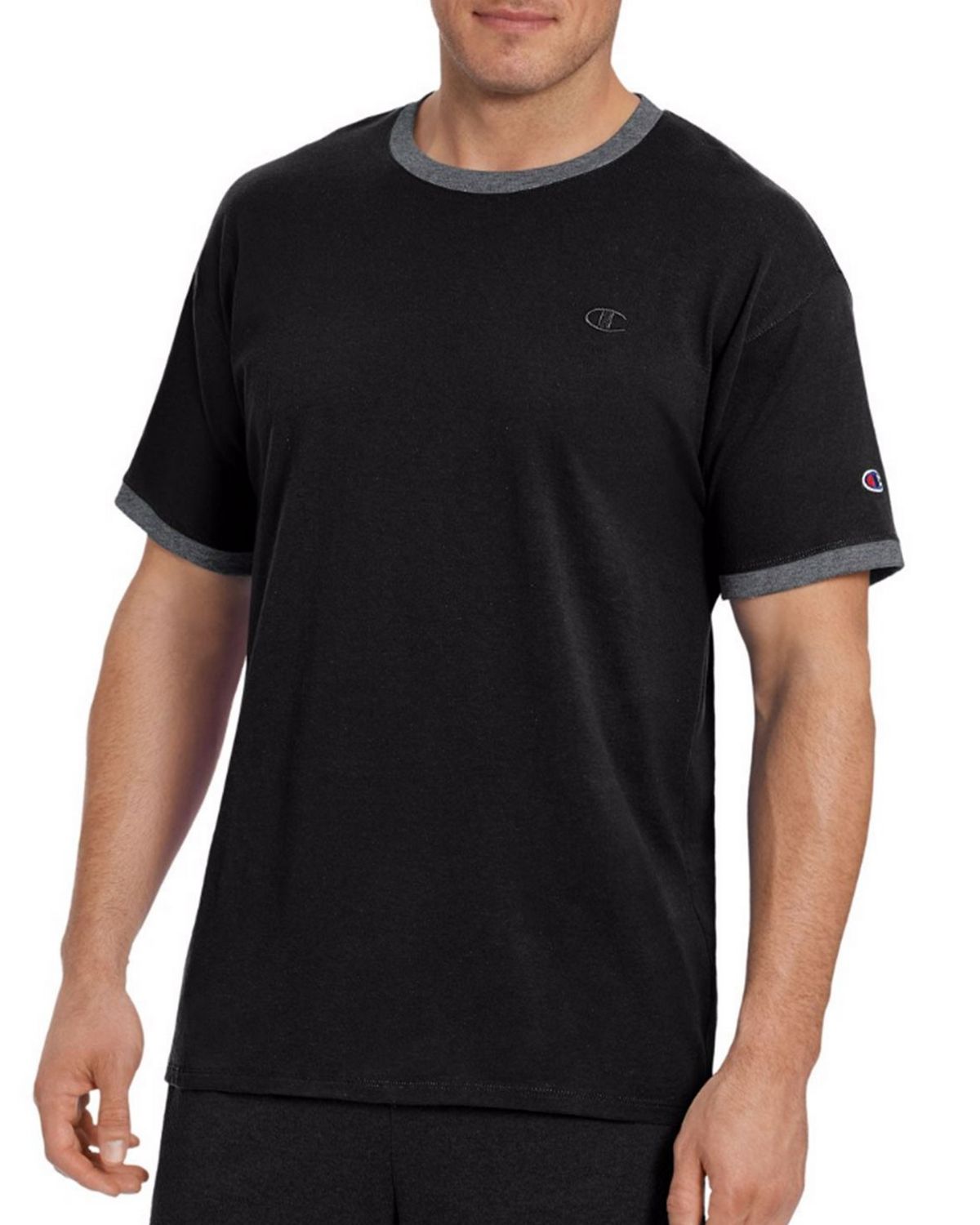 Champion Mens Classic Jersey Ringer Tee Athletic Fit 100% Cotton Ringspun Crew 