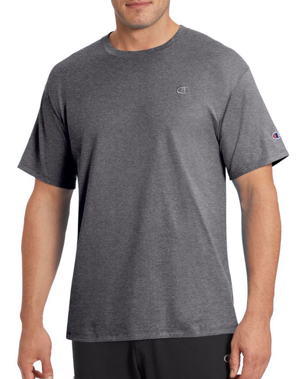 Champion Mens Classic Jersey Tee T-Shirt Athletic Fit Short Sleeve 0223 Black XL 