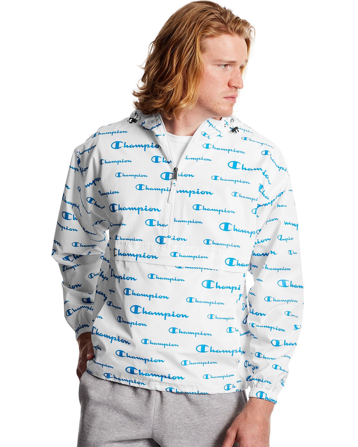 champion packable jacket vertical logo