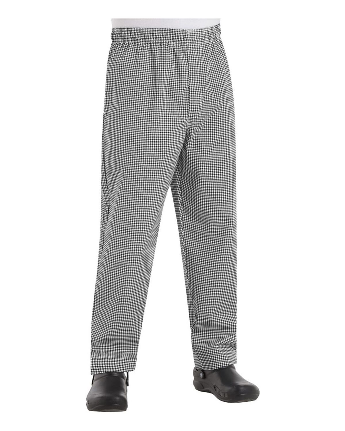 Black & White check elastic waist size Medium Chefs Trousers 