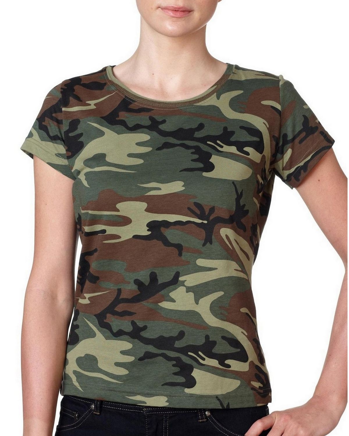 Code V 3665 Ladies 4 oz. Fine Jersey Camouflage T-Shirt - ApparelnBags.com