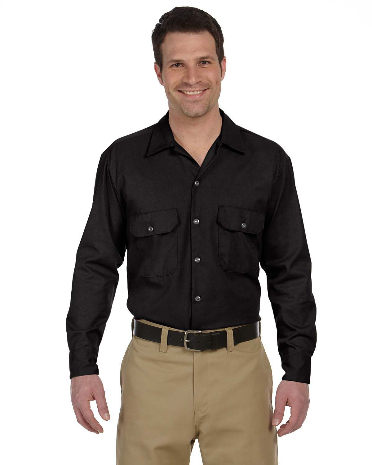 DICKIES 574 Men's Long Sleeve Work Shirt Button Front Work Shirt  BROWN BIG&TALL