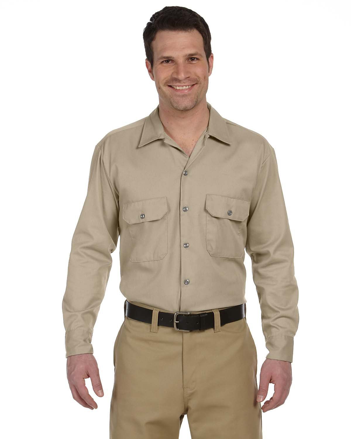 Dickies Mens Hunter Green Long Sleeve Work Shirt Uniform Button Up Casual 574