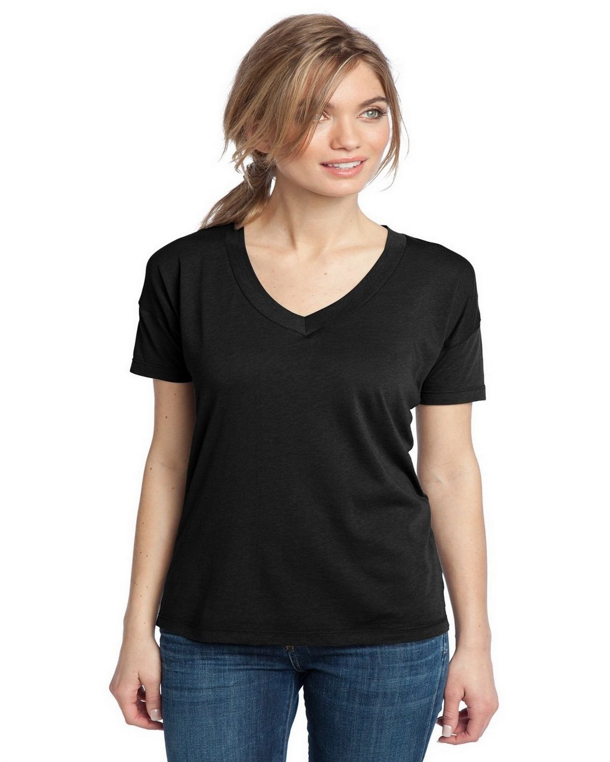 Buy District Made DM480 Ladies Modal Blend Relaxed V-Neck Tee