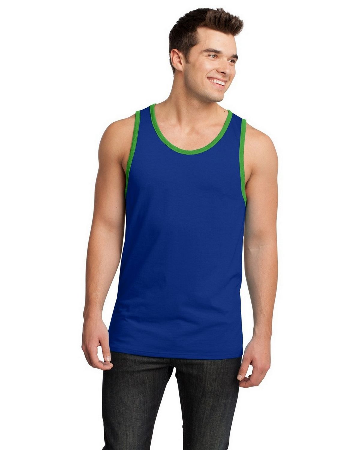 District DT1500 Young Mens Cotton Ringer Tank - ApparelnBags.com