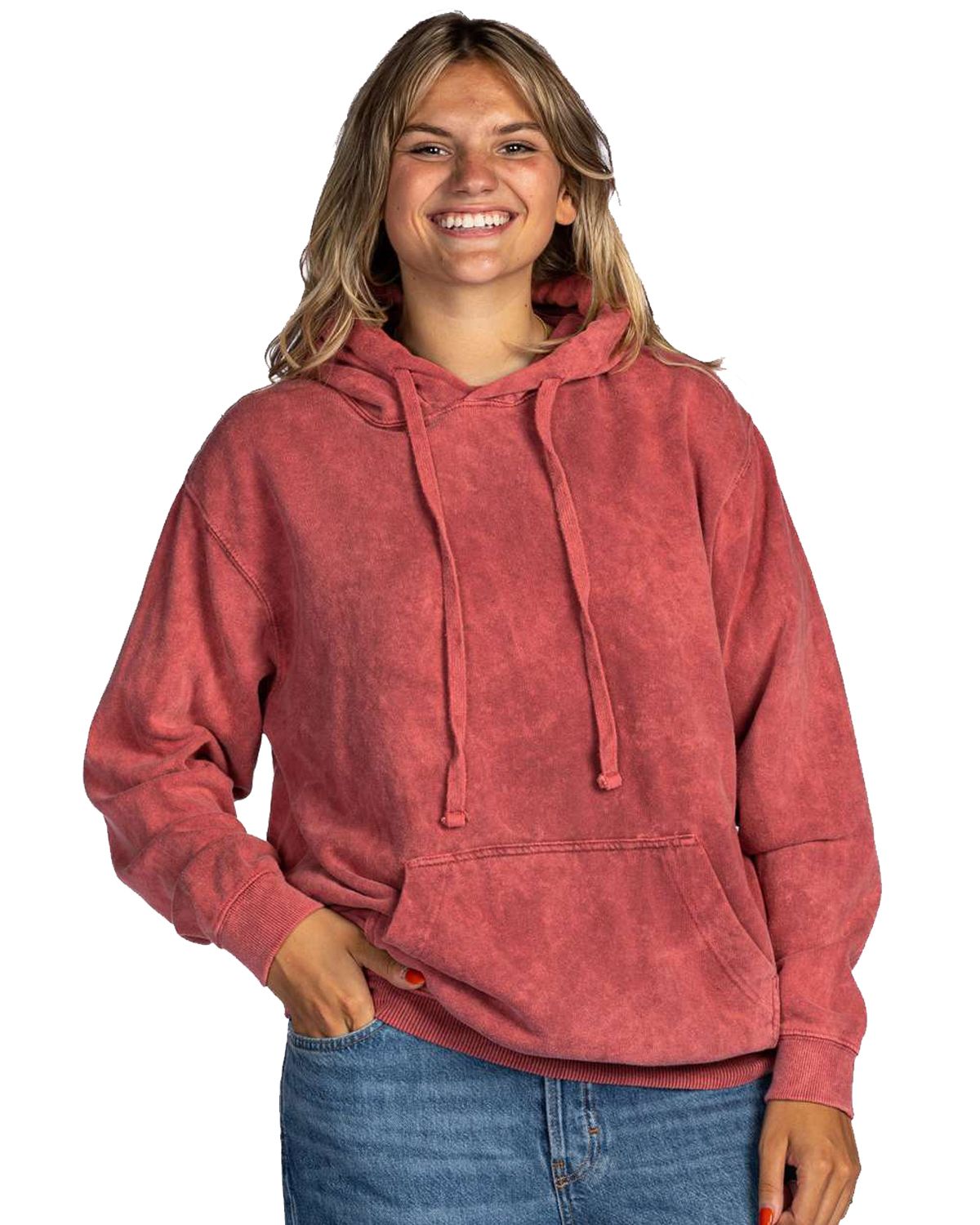 GTIN 847363048528 product image for Dyenomite 854MW Unisex Premium Fleece Mineral Wash Hooded Sweatshirt - Crimson - | upcitemdb.com