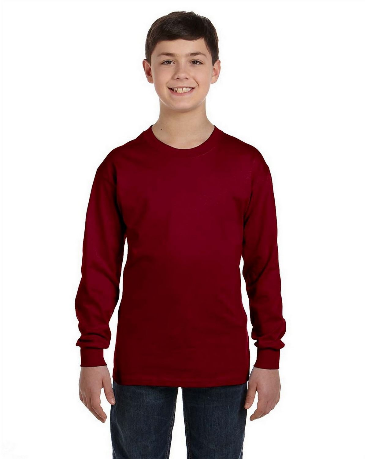 Gildan 5400B Youth 100% Cotton Long Sleeve Tee - ApparelnBags.com