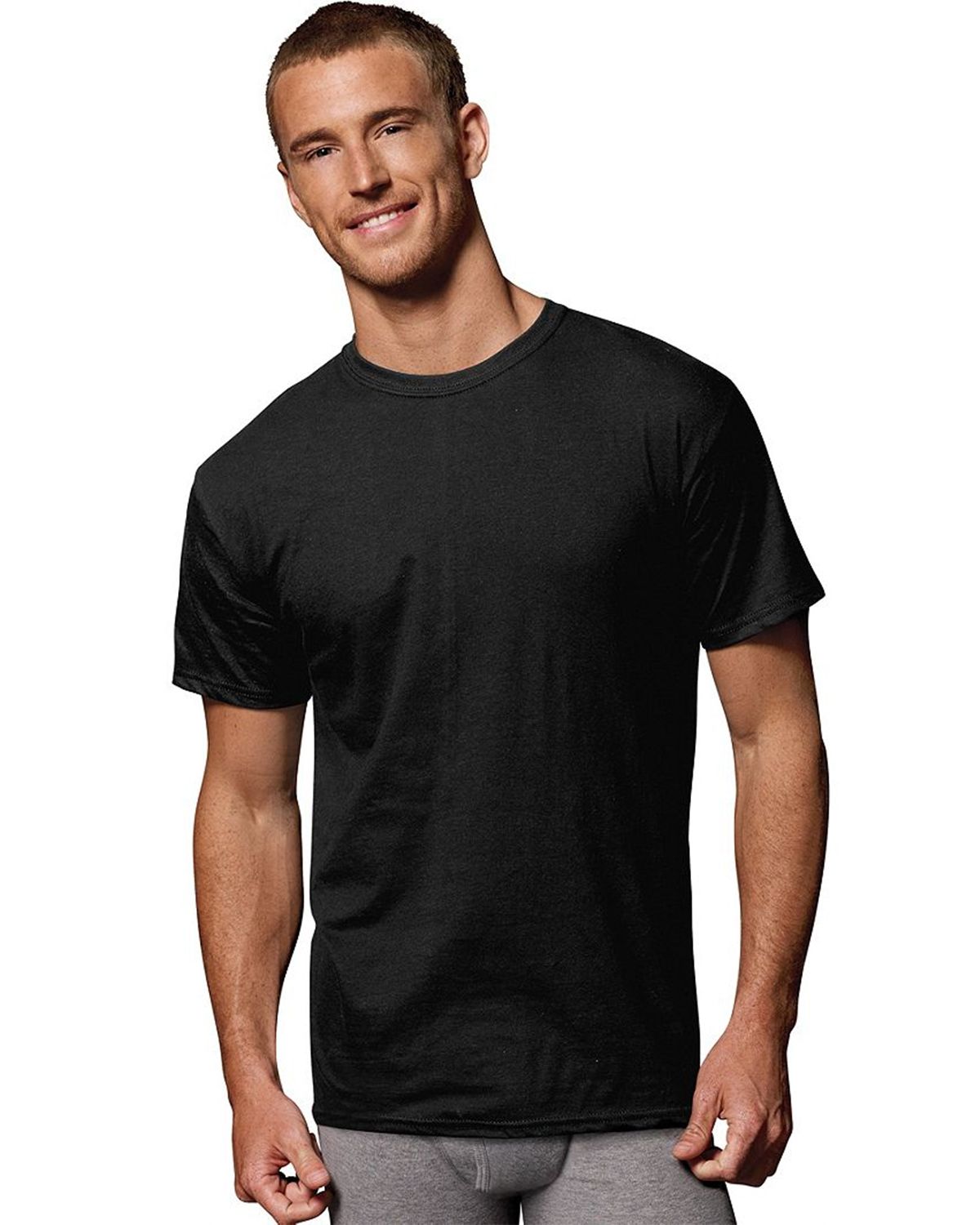 Hanes 2165T5 Men's FreshIQ ComfortSoft Dyed Black/Grey T-Shirt 5-Pack