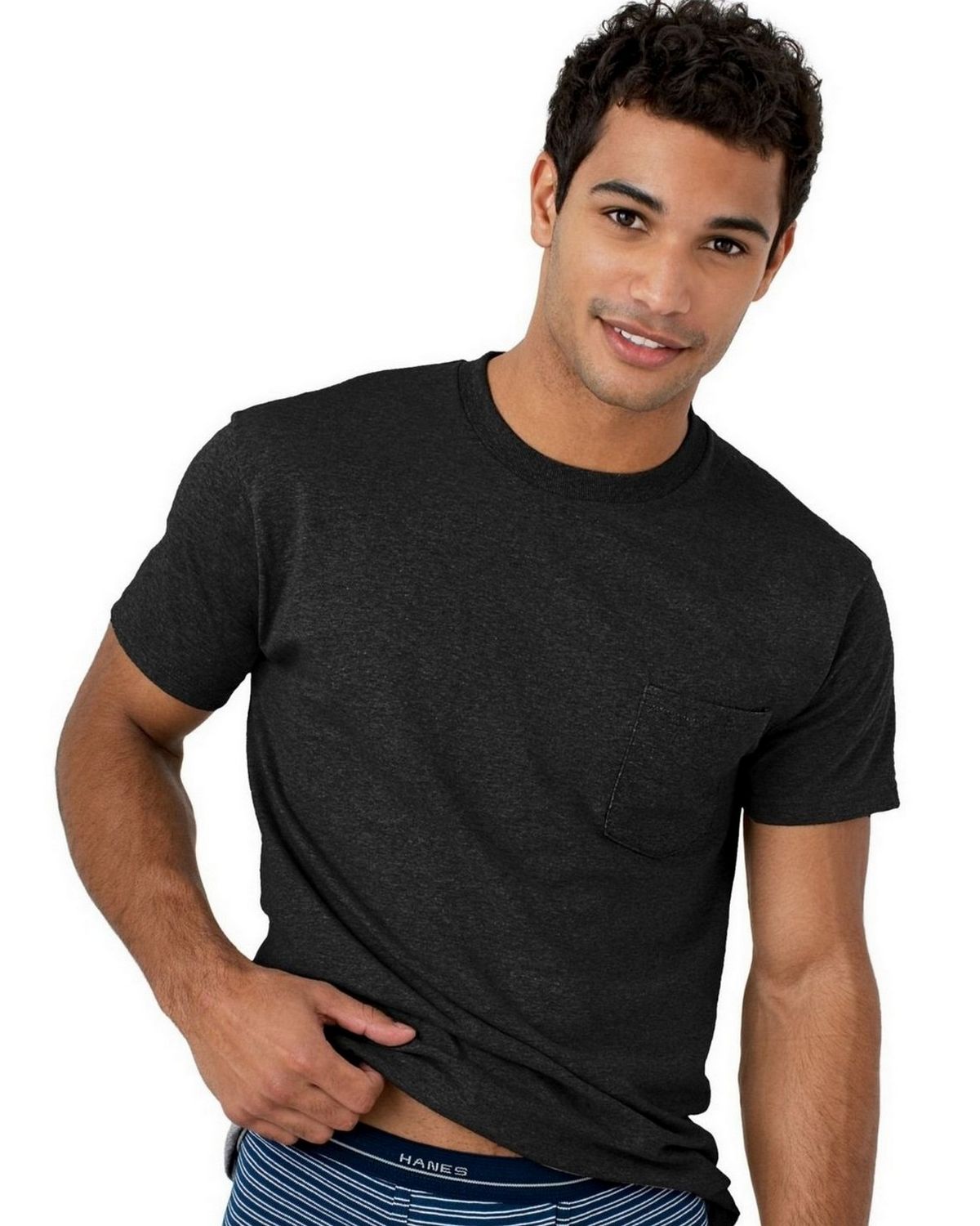 Buy Hanes 2176BK Men's ComfortSoft Dyed Pocket T-shirt (Pack of 4)