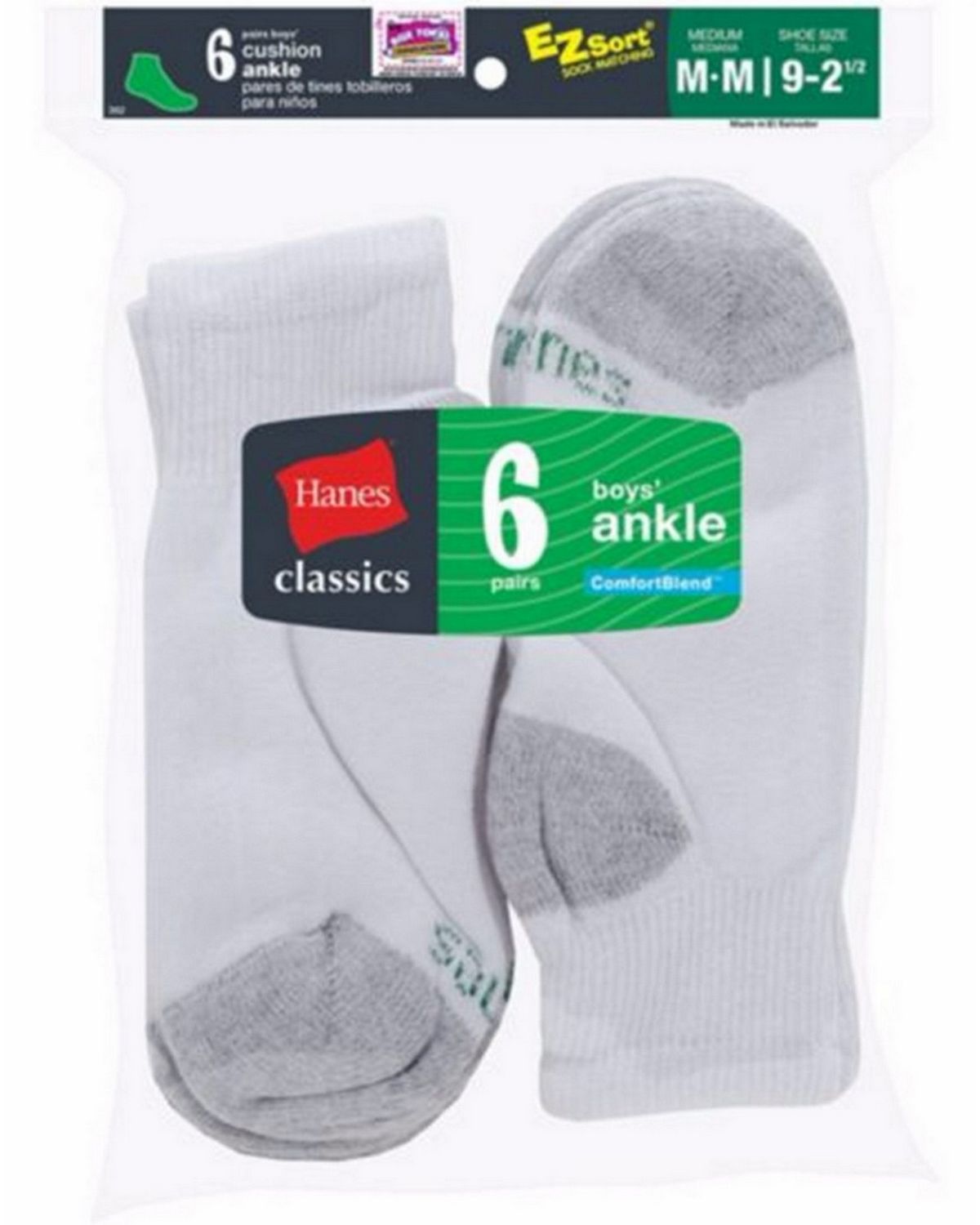 Hanes 362 Boys Classics Ankle Socks (Pack of 6)