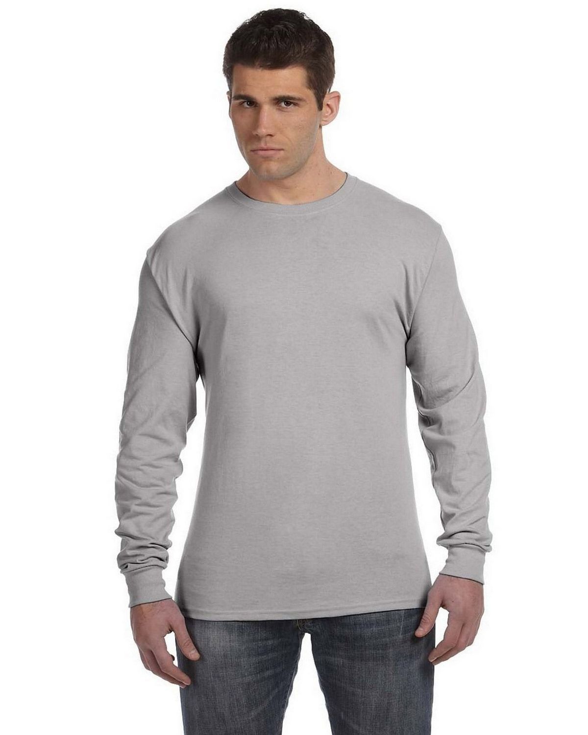 Hanes 498L 100% Ringspun Cotton Nano-T Long Sleeve T Shirt ...