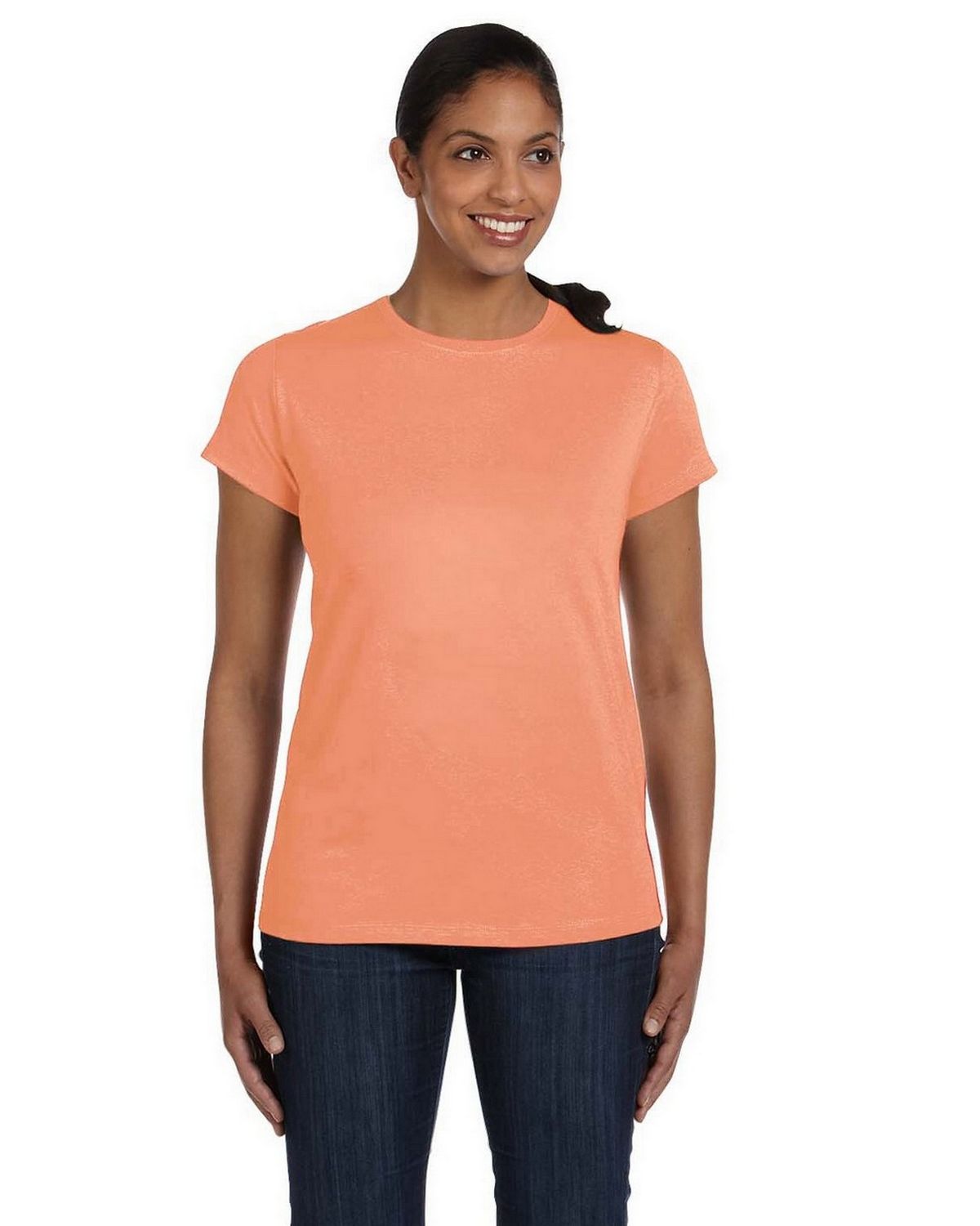 Hanes 5680 Ladies ComfortSoft Cotton T Shirt - ApparelnBags.com