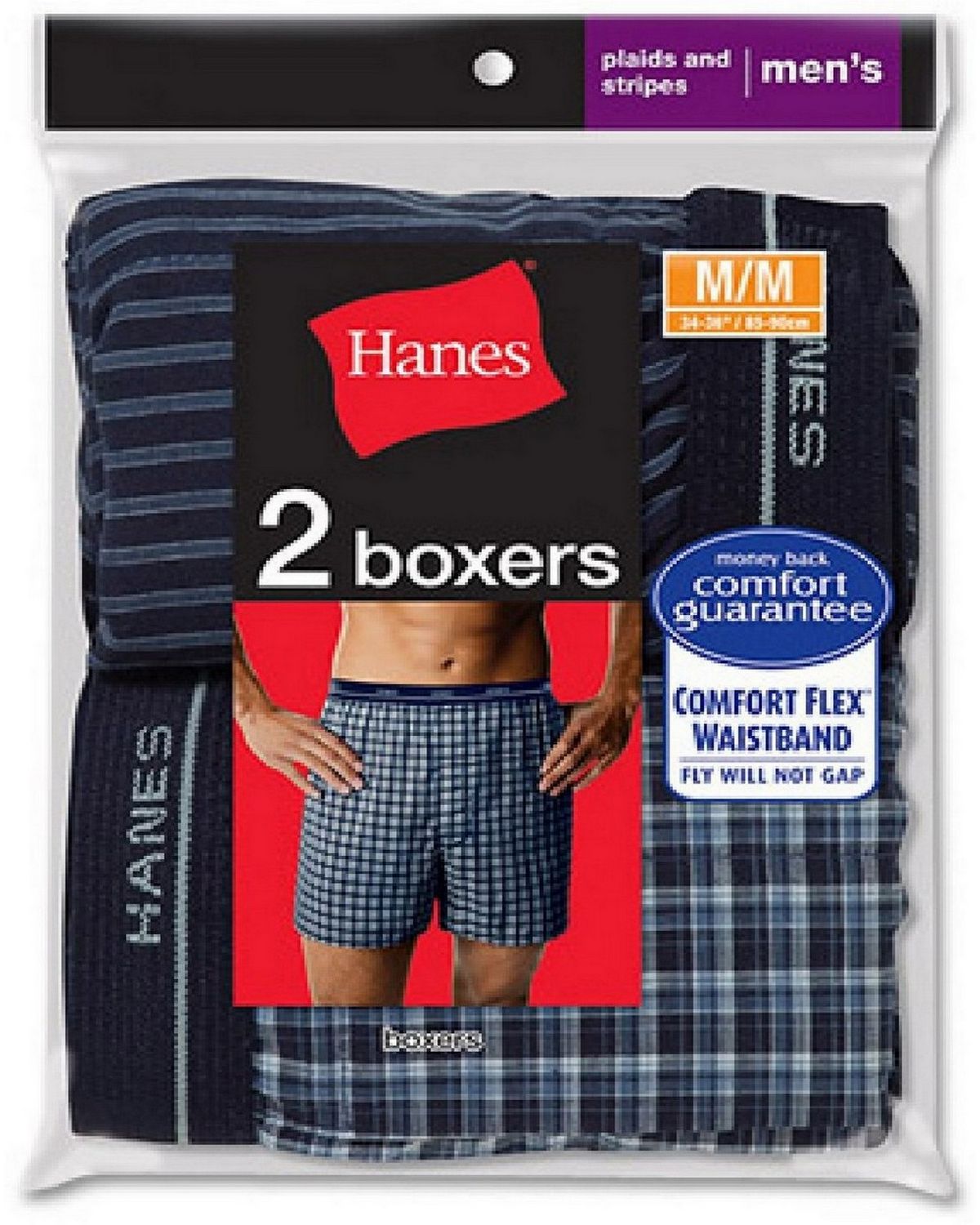 Hanes 838VTY Men’s Red Label Tartan Boxer (Pack of 2) - ApparelnBags.com