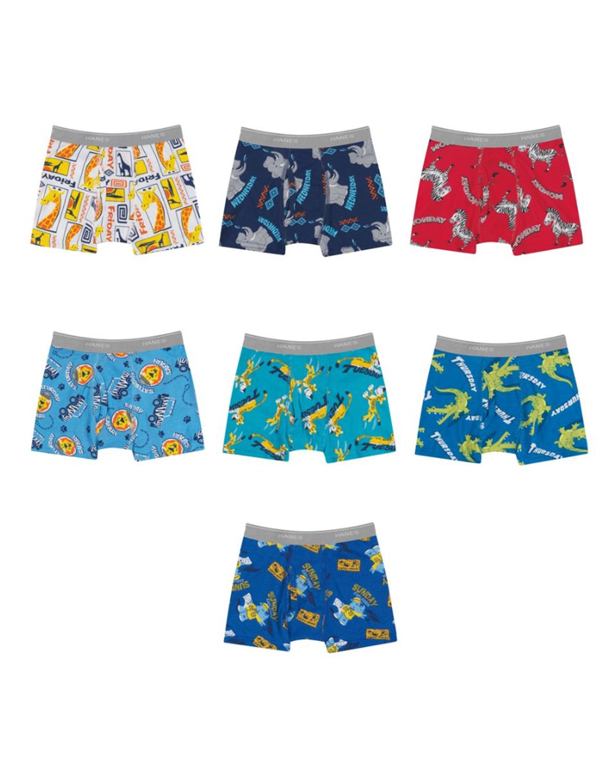Hanes Boys Toddler 7-Pack Days of The Week Boxer Brief Assorted
