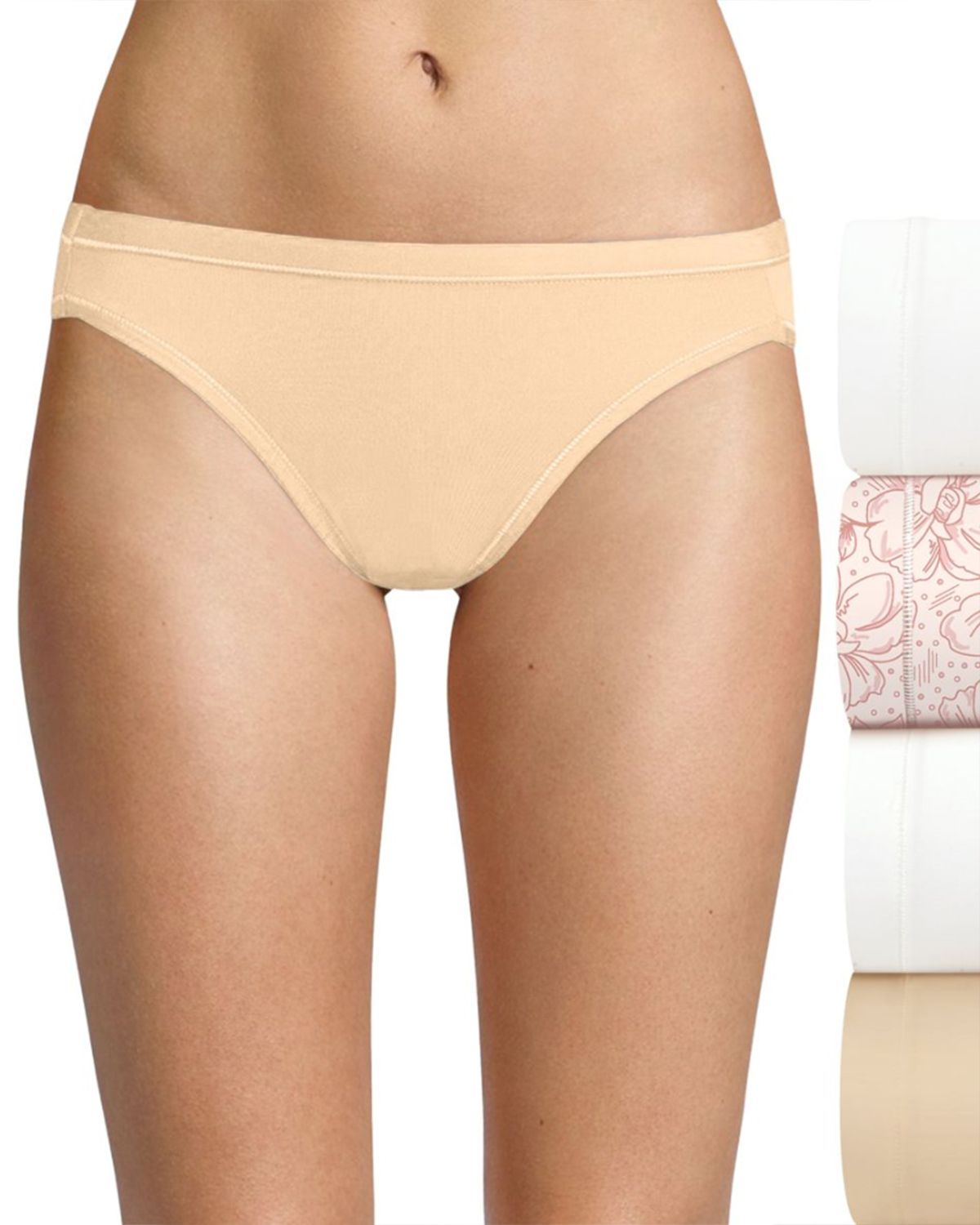 UPC 192503699482 product image for Hanes HXMFBK Women's Ultimate Cool Comfort Bikini - White/Marker Magnolia/White/ | upcitemdb.com