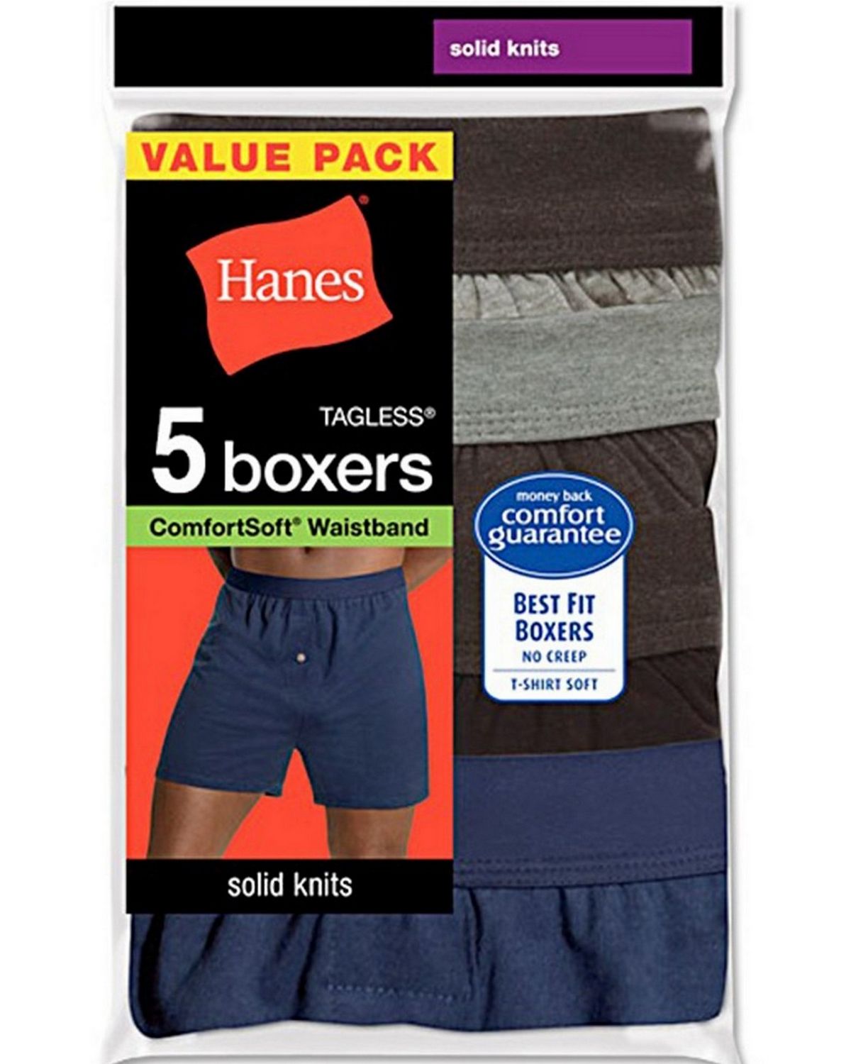 Men's 7" Soft Cotton Rich Jersey Fabric Shorts Hanes Size SM Navy