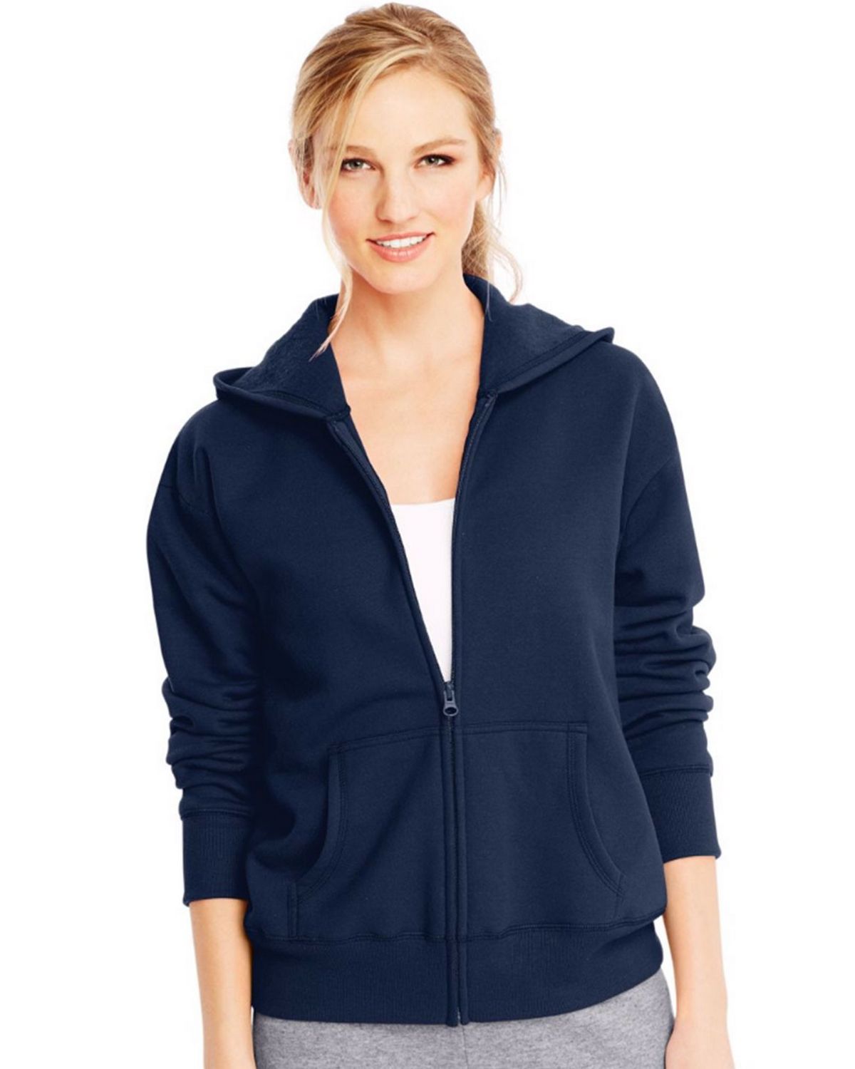 Hanes O4637 Comfortsoft Ecosmart Womens Full-Zip Hoodie Sweatshirt at ...