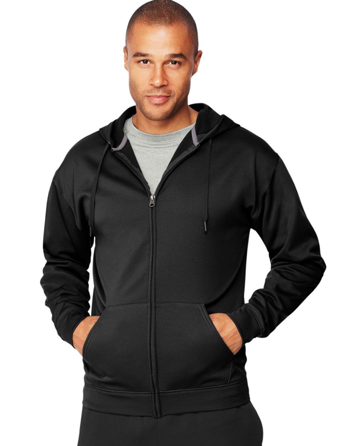 hanes black zip up hoodie