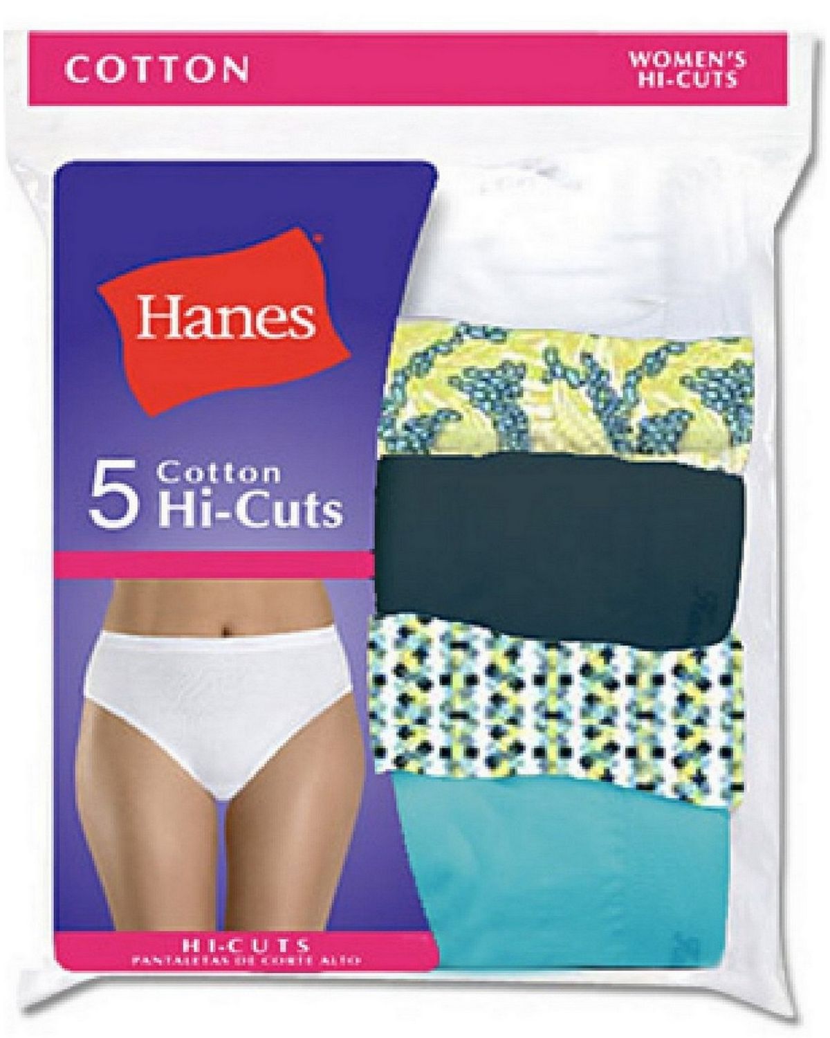 Hanes P543WB Plus Size Womens Cotton Hi-cuts panties