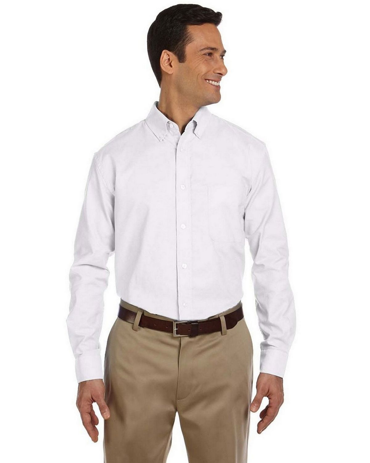 Harriton Mens Long-Sleeve Oxford with Stain-Release 