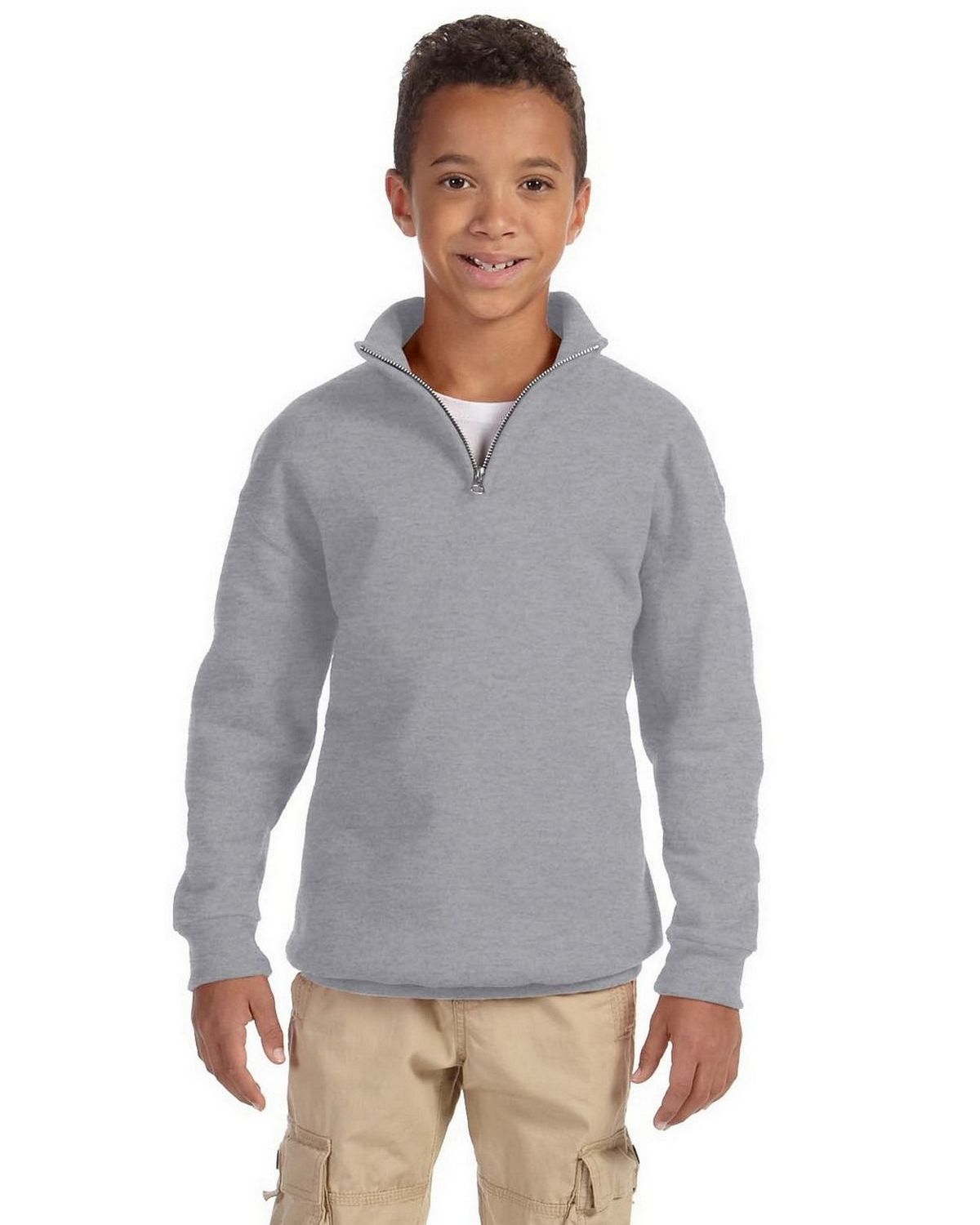 Jerzees Boys 1/4-Zip Cadet Collar Sweatshirt