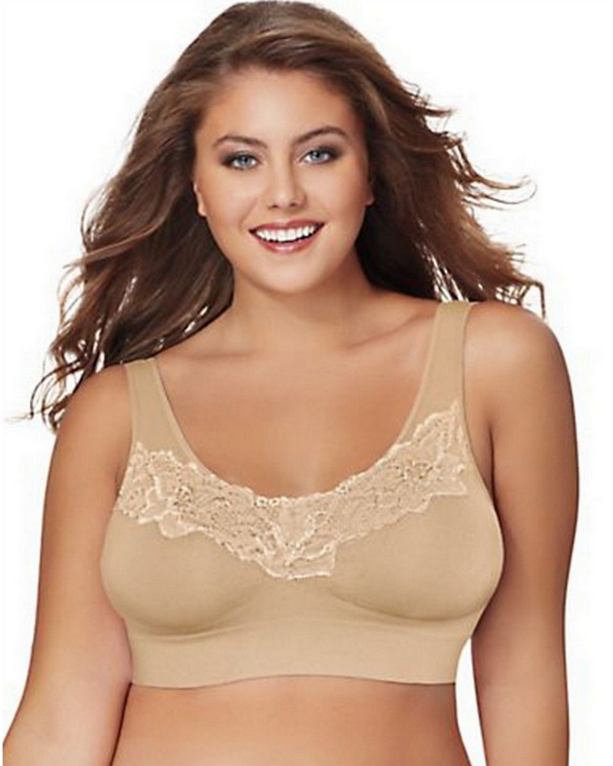 Just My Size 1271 Pure Comfort Wirefree Bra With Lace Trim And Back Close