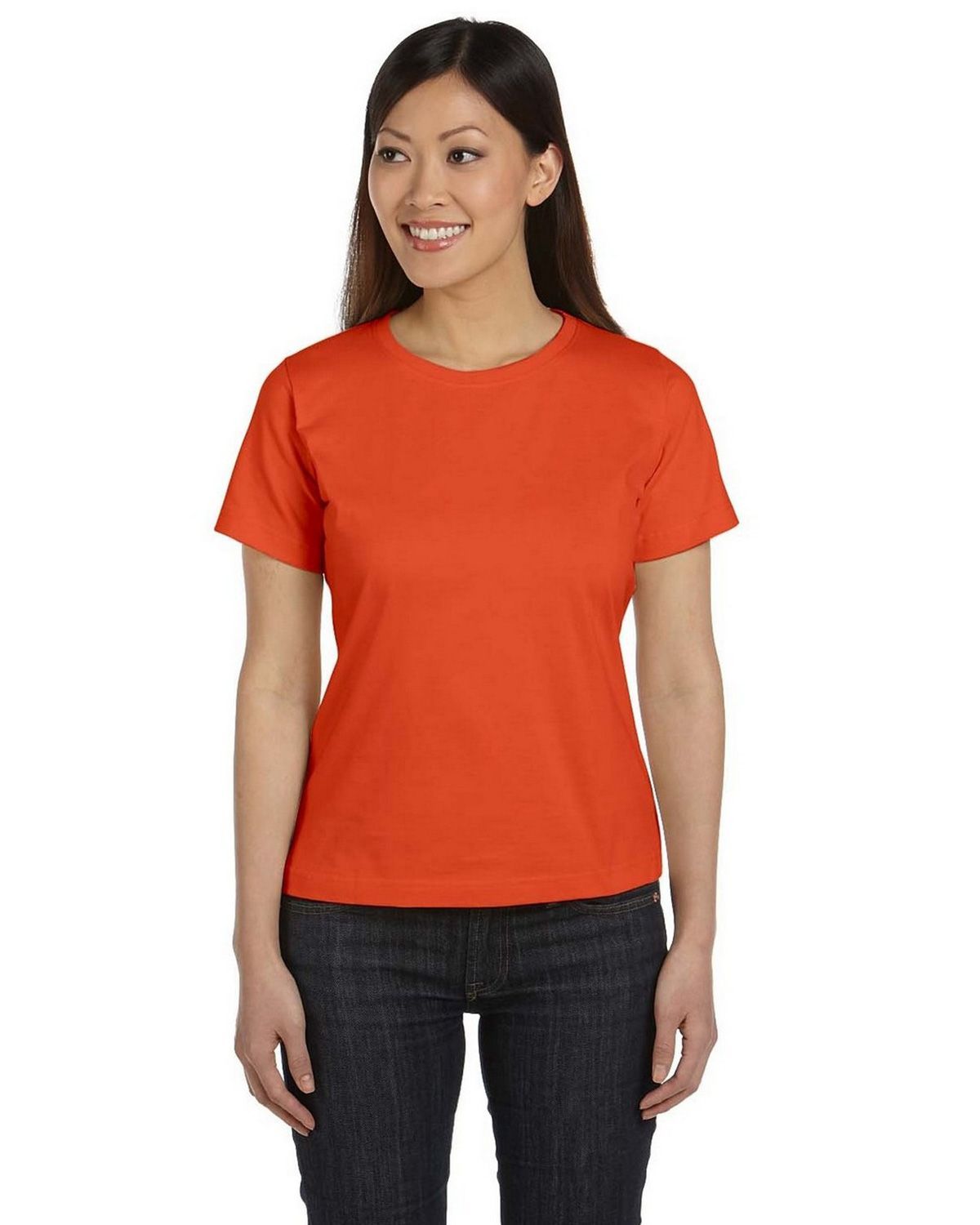 LAT 3580 Women Ringspun Scoop Neck T-Shirt - ApparelnBags.com