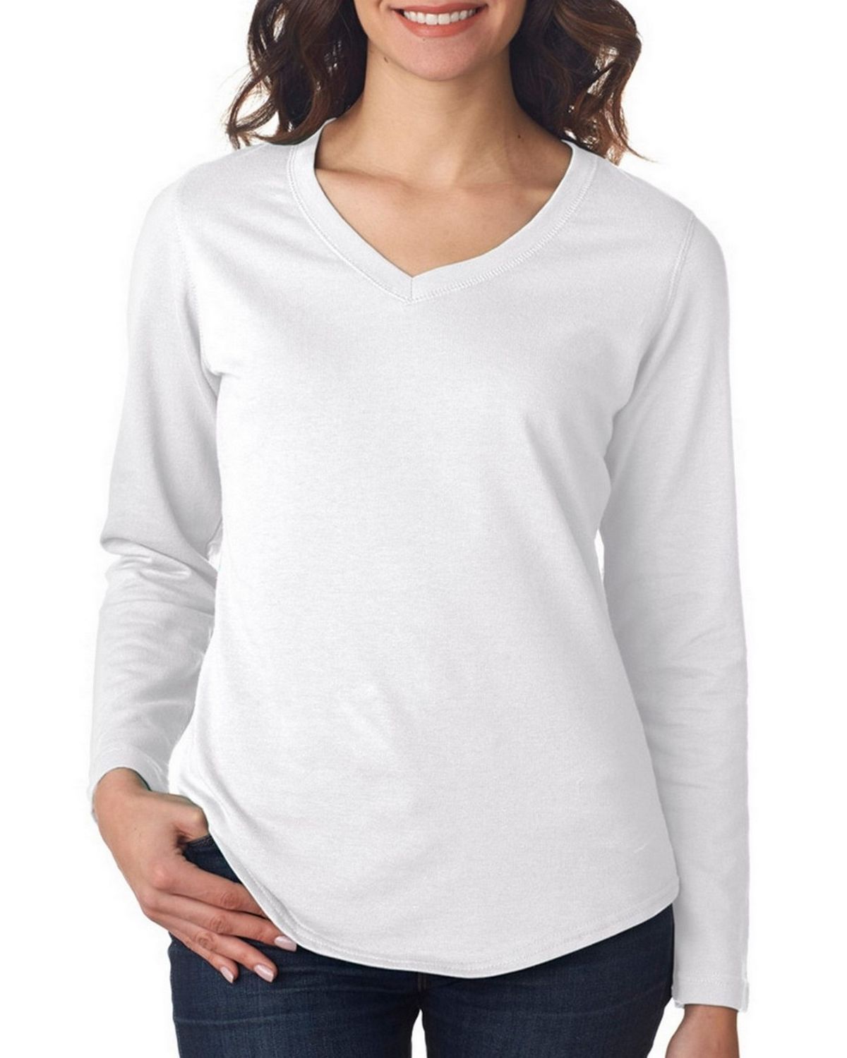 Buy Lat L3761 Ladies Lightweight French Terry V Neck Pullover