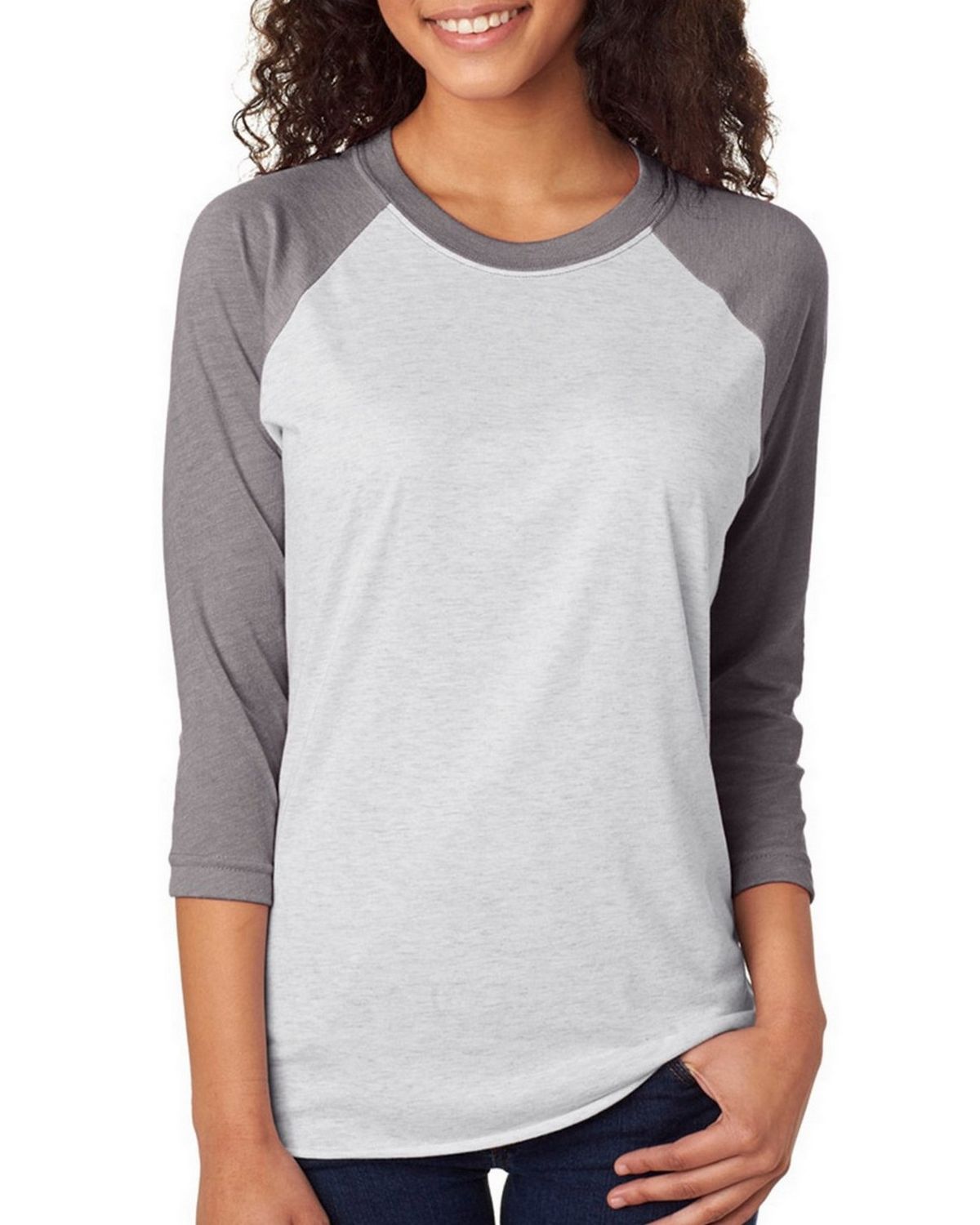 Totally Promotional Custom Logo District Women's Perfect Tri 3/4-Sleeve T-Shirt Raglan-Full Color - Qty: 6