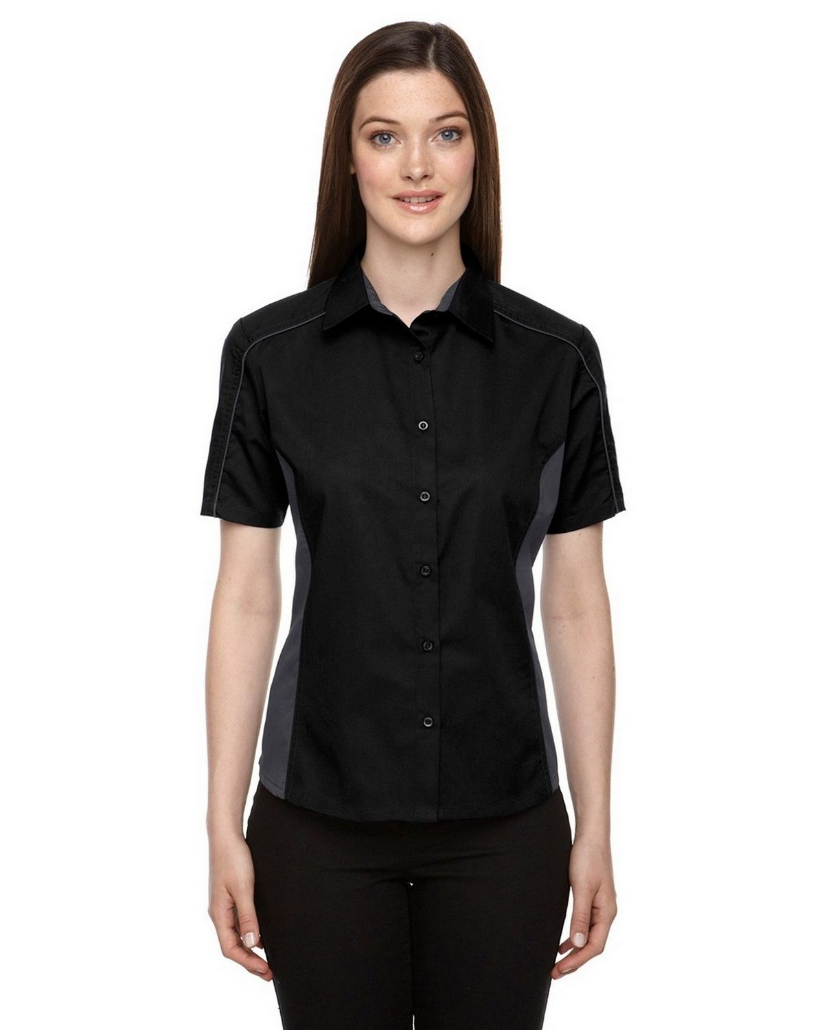 North End Sport Blue 88690 PRECISE Mens Wrinkle Free 2-Ply 80s Cotton Dobby Taped Shirt S BLACK 703 