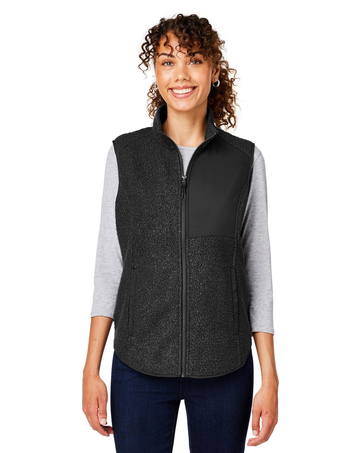 no collar fleece vest