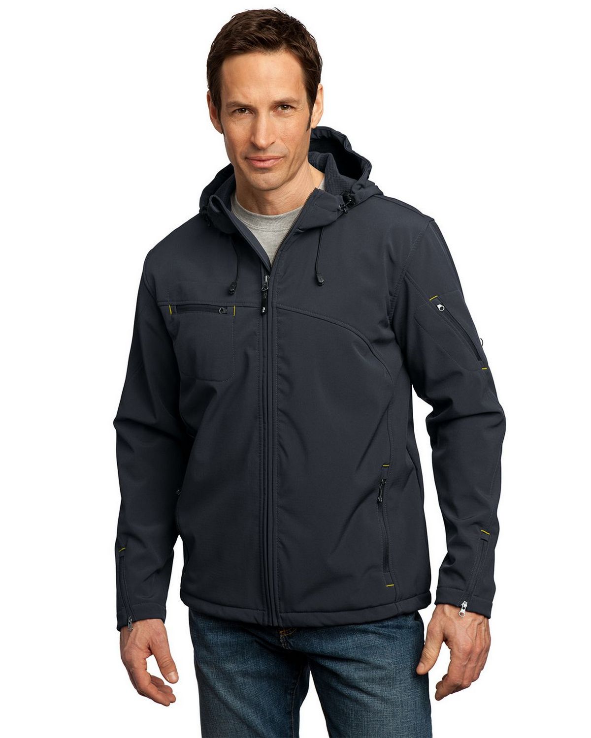 Port Authority J706 Textured Hooded Soft Shell Jacket - ApparelnBags.com