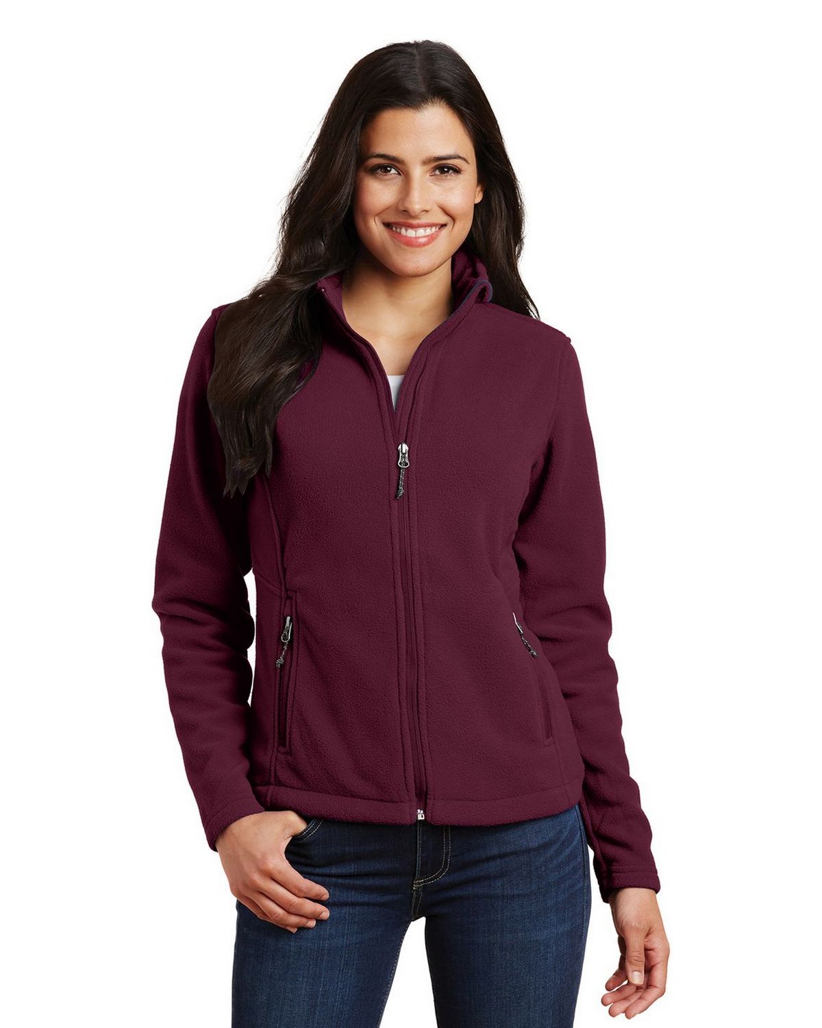 wine colored fleece jacket