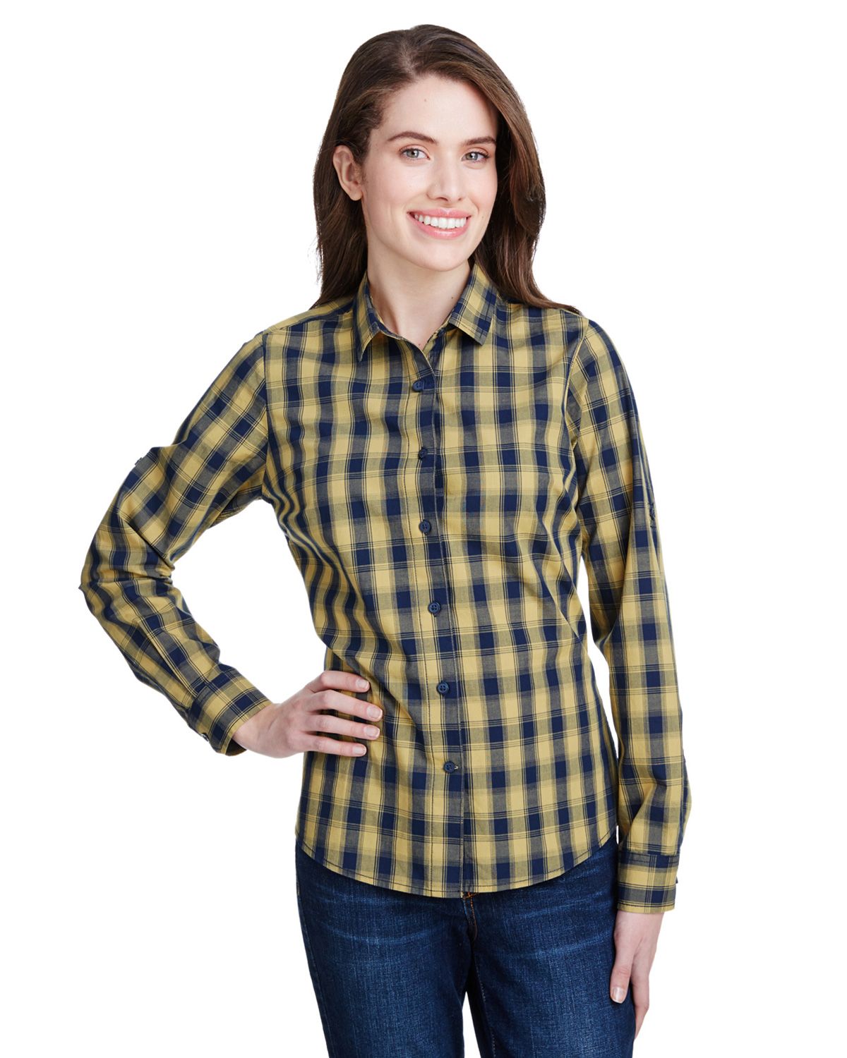Artisan Collection RP350 Women's Mulligan Check Long-Sleeve Cotton Shirt