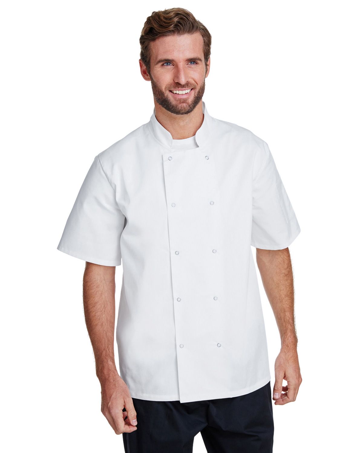 Artisan Collection RP664 Unisex Studded Front Short-Sleeve Chefs Jacket