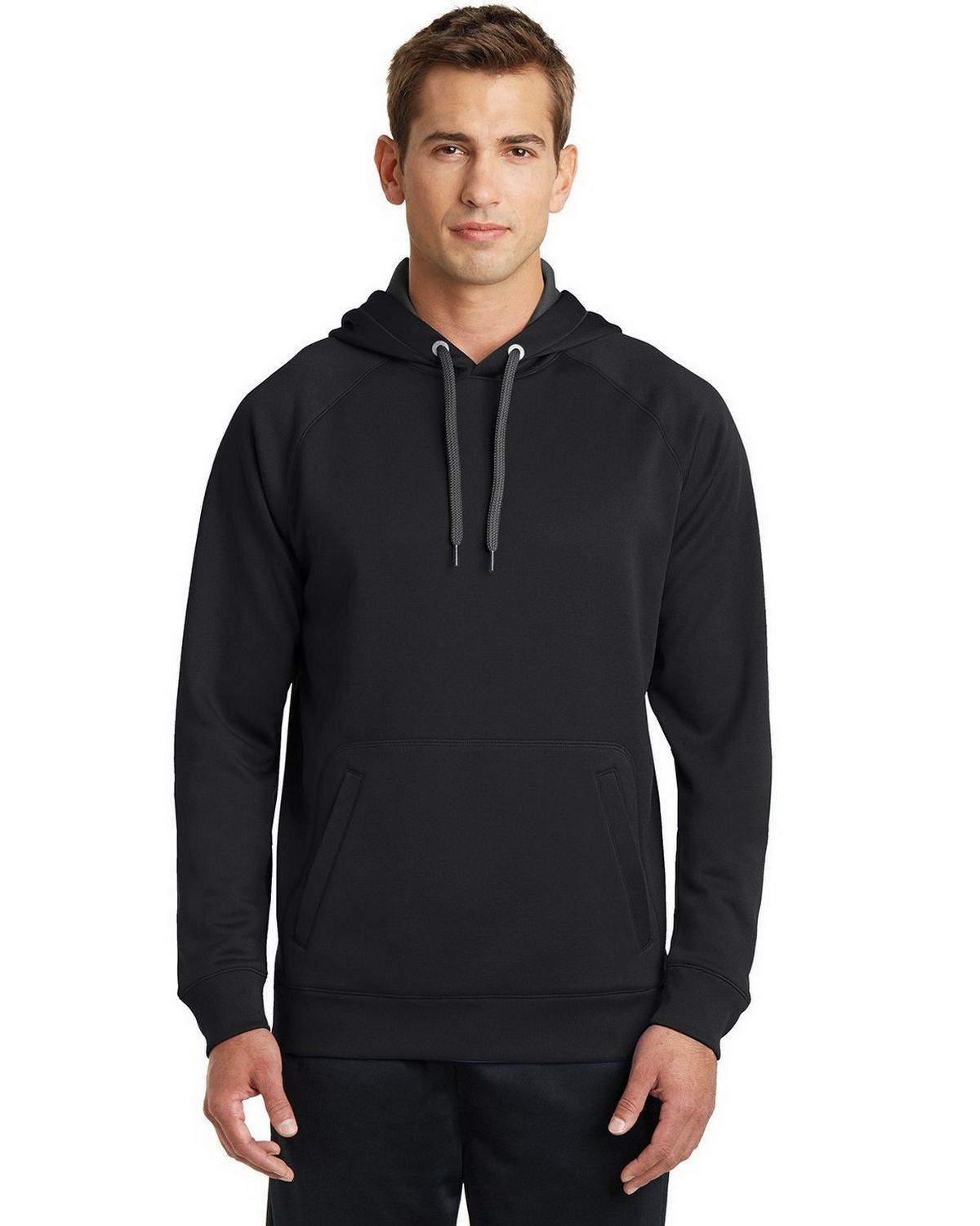 Sport-Tek Mens Tech Fleece Colorblock Hooded Sweatshirt Blk/ Gold Medium 