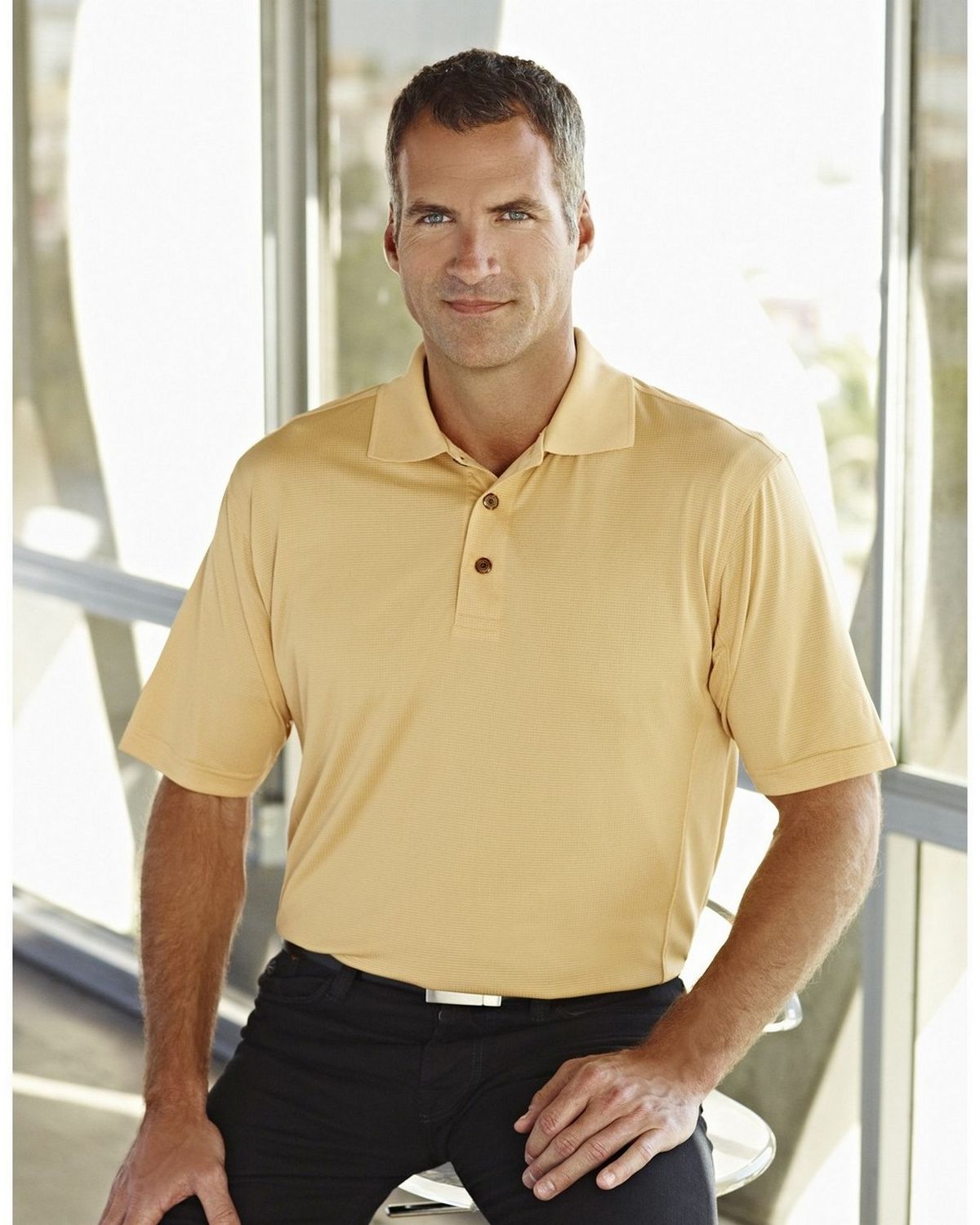 Tri-Mountain Gold 405 Poly UltraCool Knit Golf Shirt - ApparelnBags.com