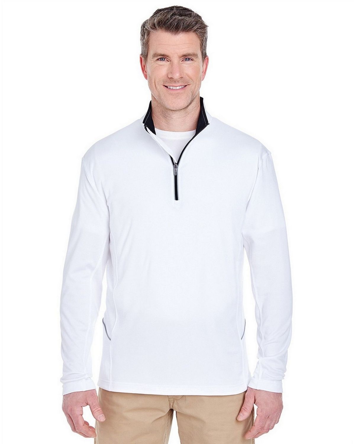 White/Silver 3XL UltraClub Mens Cool & Dry Sport Color Block 1/4 Zip Pullover 